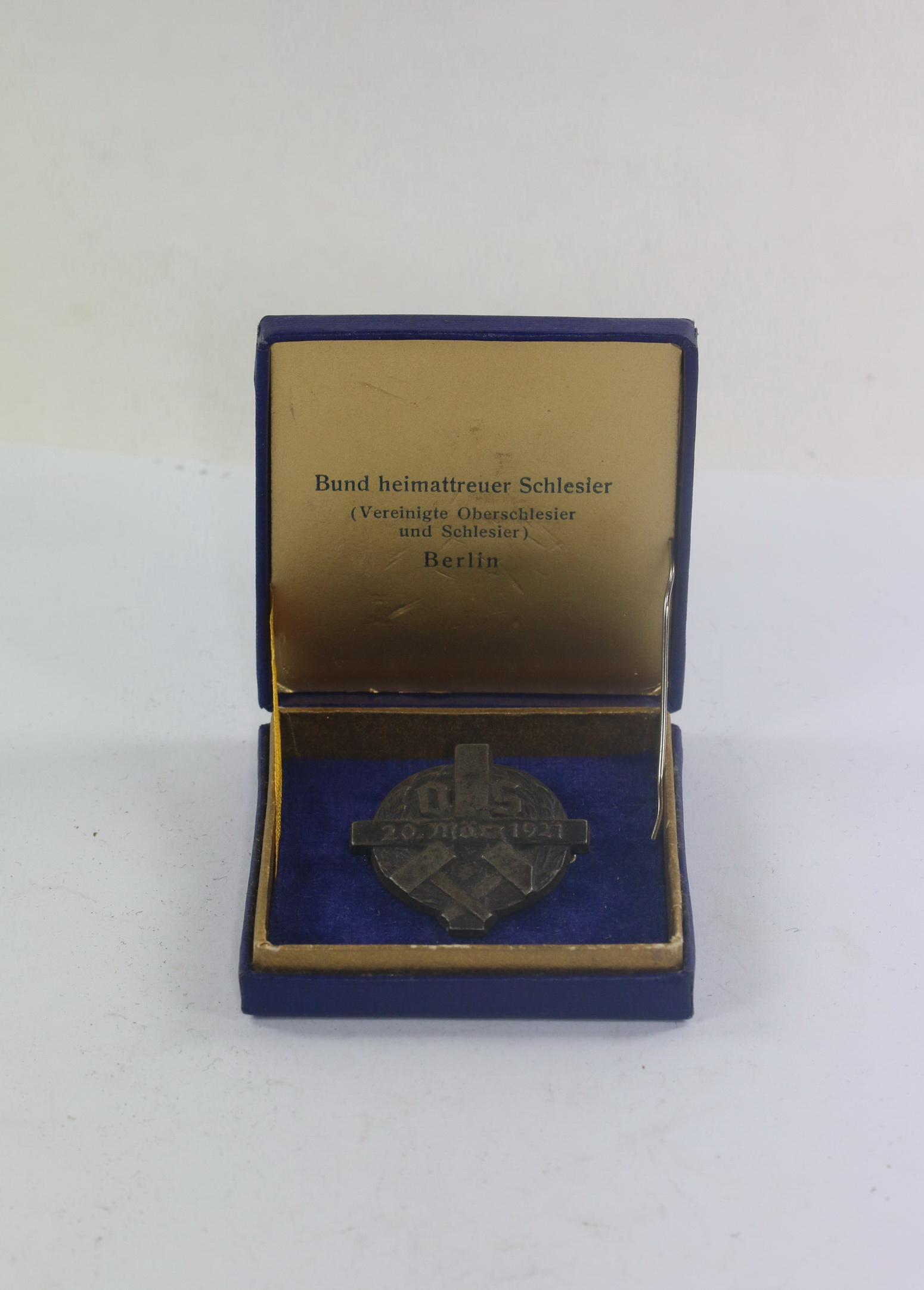 Bund heimattreuer Schlesier, Abstimmungs-Erinnerungszeichen 20. März 1921, im Etui – Bild 1