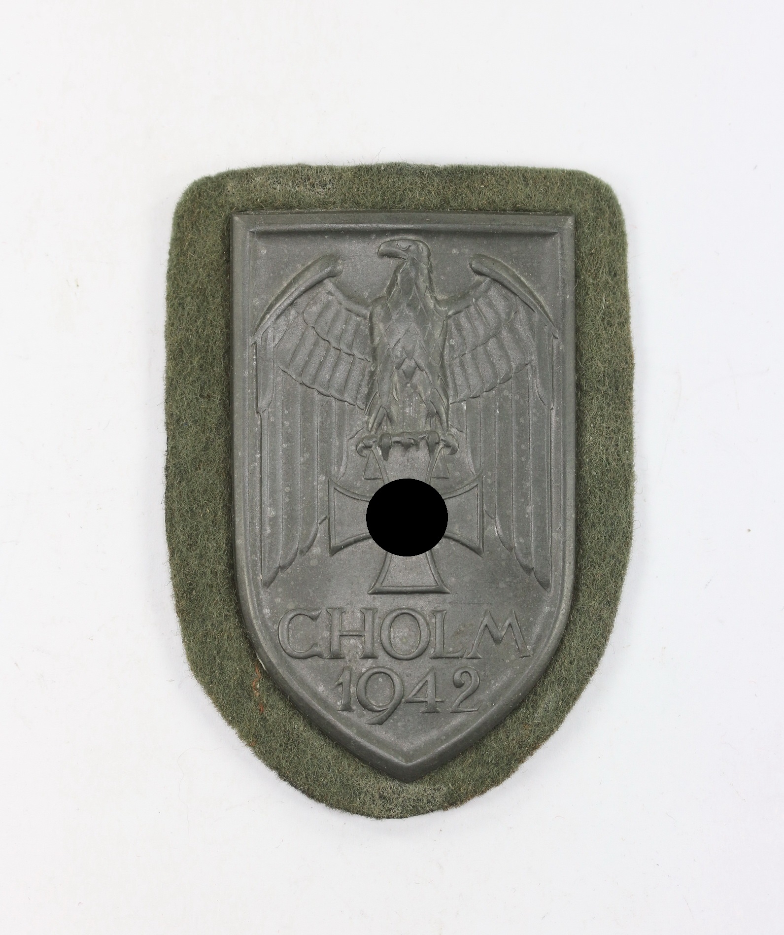 cholm_schild_zink_variante_obergefreiter_rupert_koller_infanterie_regiment_386_1__1 Cholm Schild, Zink (!) variante, Obergefreiter Rupert Koller, Infanterie Regiment 386 – Bild 1