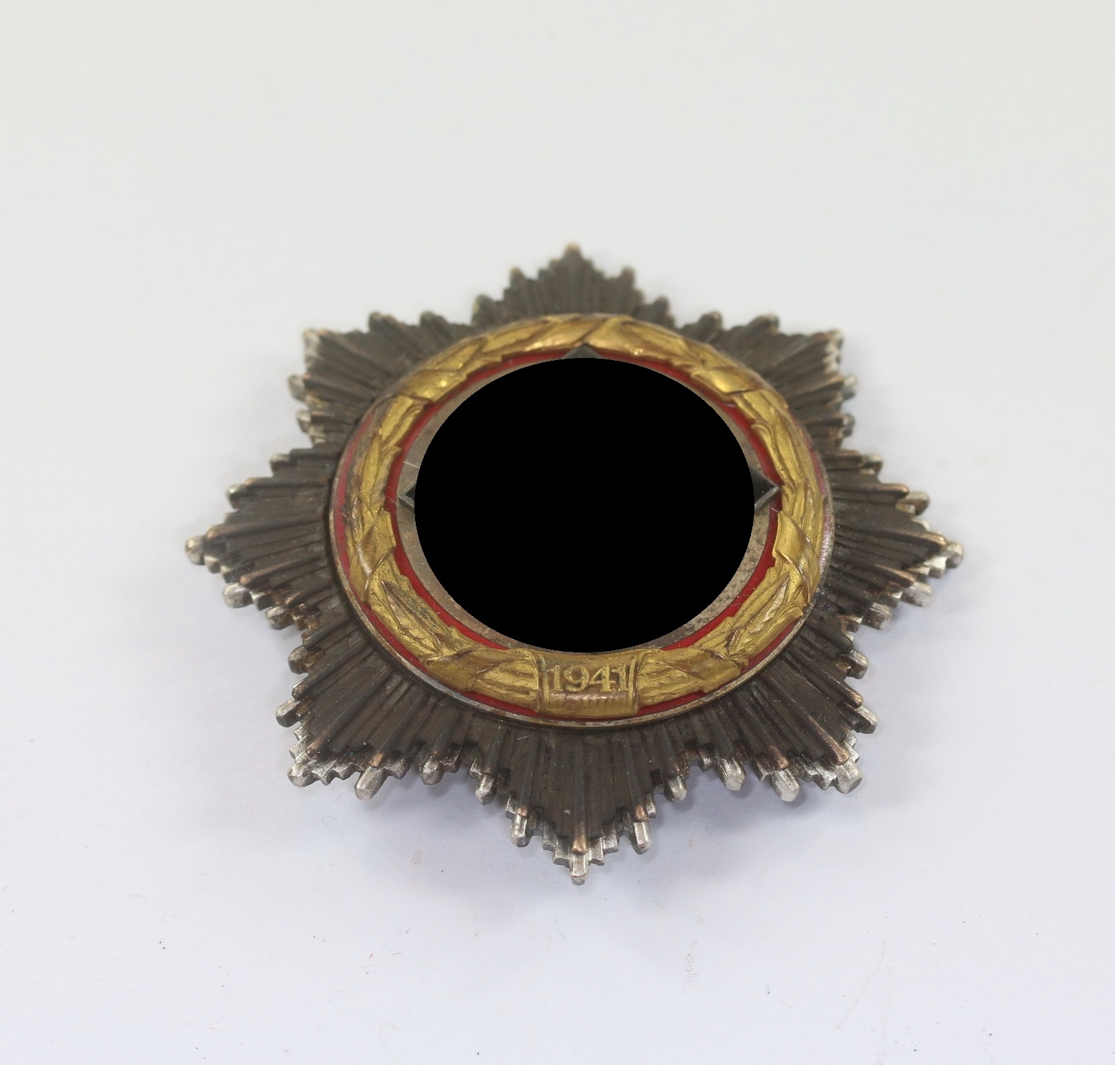 Deutsches Kreuz in Gold, Deschler (schwer) kurze Nadel, 6 Nieten – Bild 1