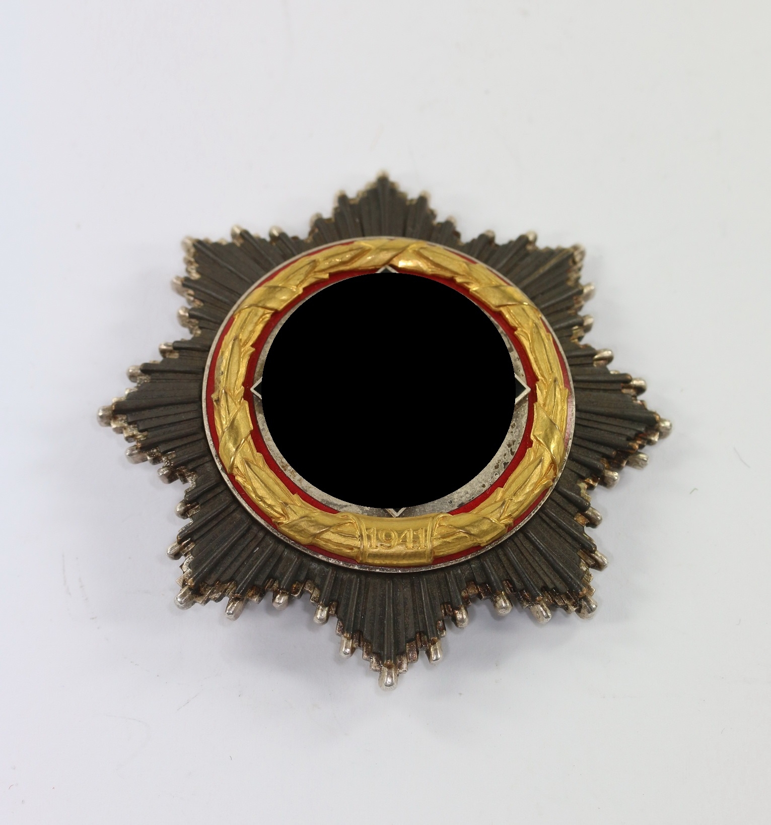 Deutsches Kreuz in Gold, Deschler (schwer) kurze Nadel, 6 Nieten – Bild 1