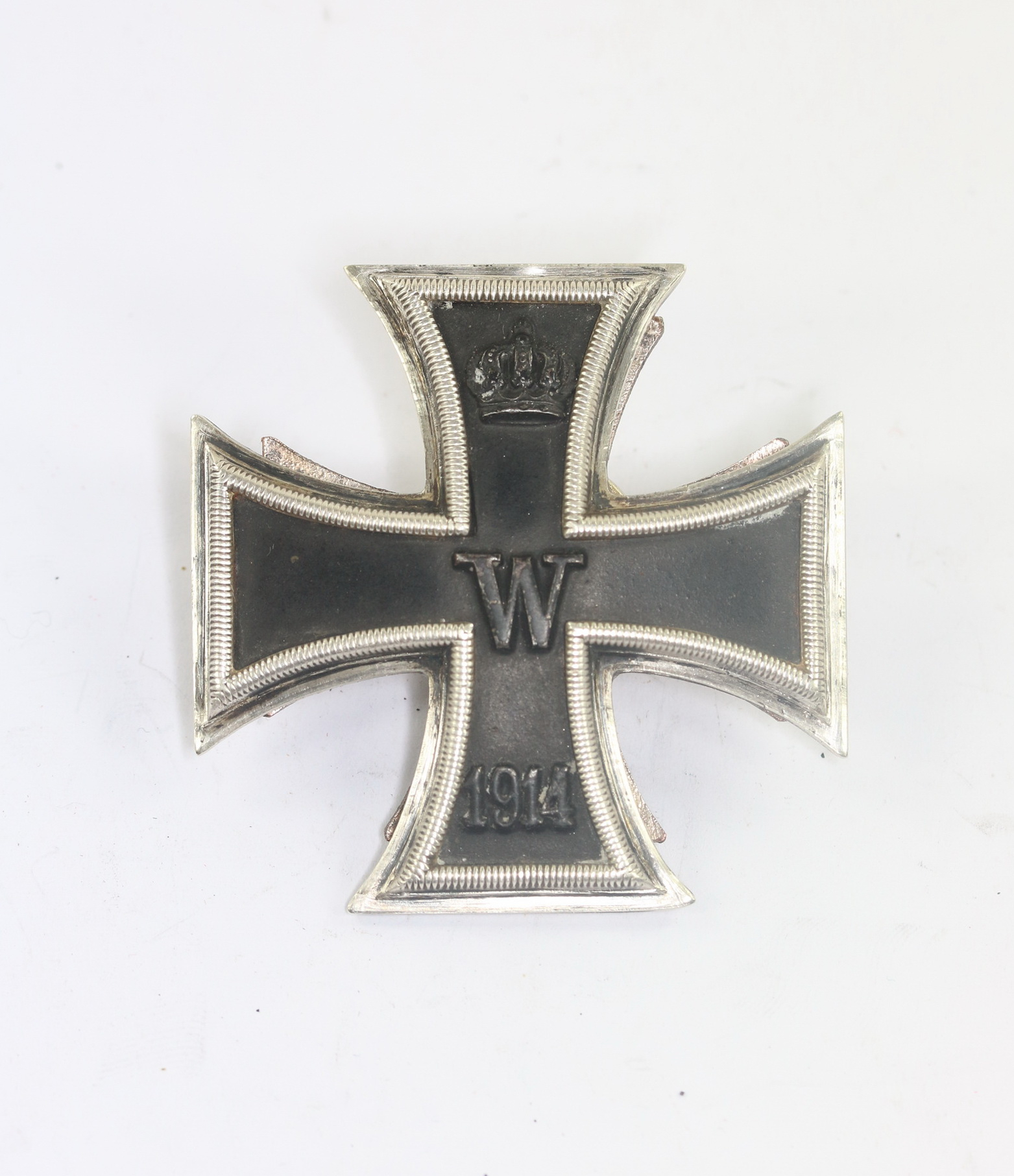 Eisernes Kreuz 1. Klasse 1914, Hst. Meybauer (Wappen), Silber (900), an Kreuzscheibe und Mutter – Bild 1