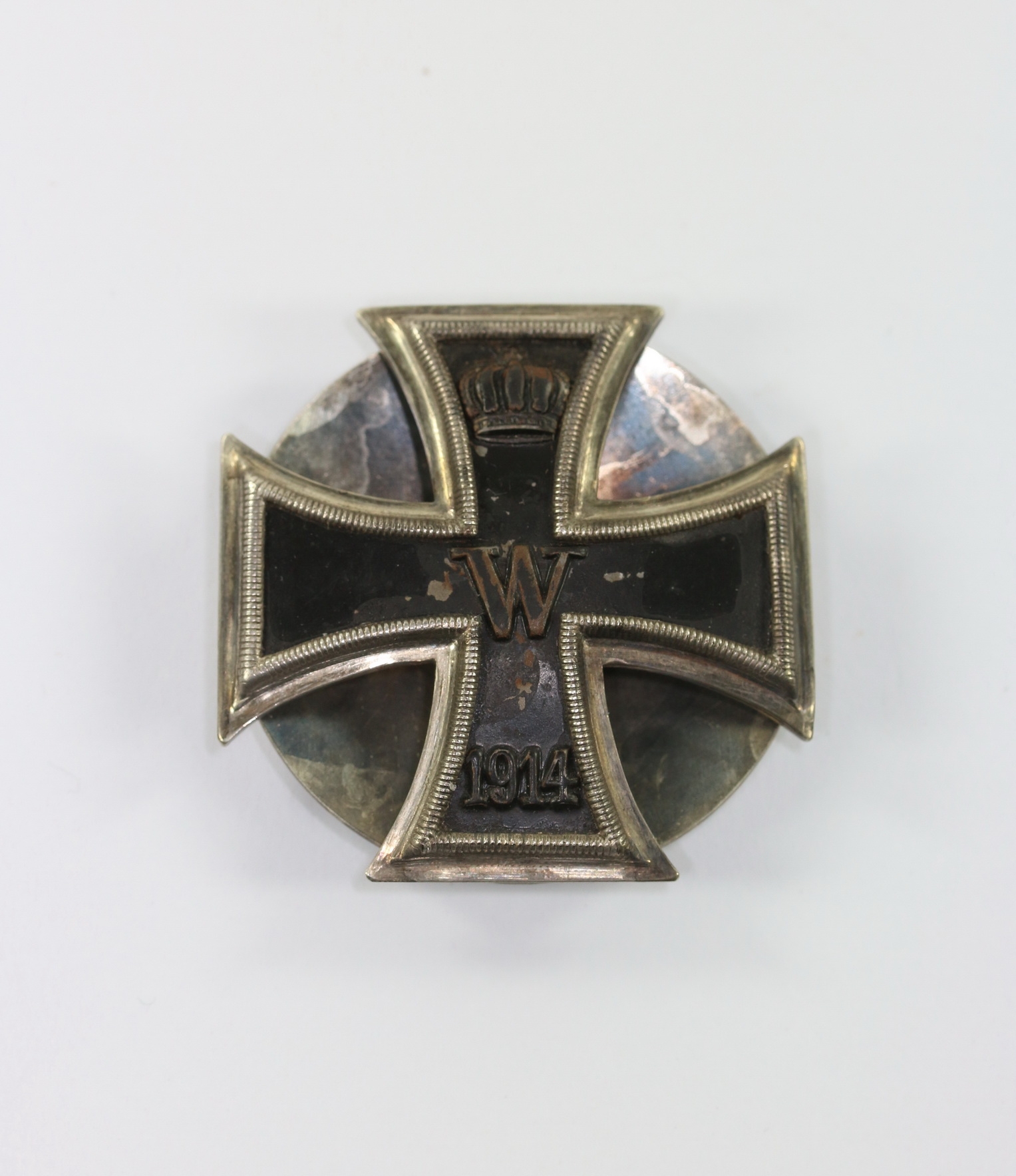 Eisernes Kreuz 1. Klasse 1914 ,Steinhauer & Lück, an großer Scheibe mit 2 Muttern, Silber 900 – Bild 1