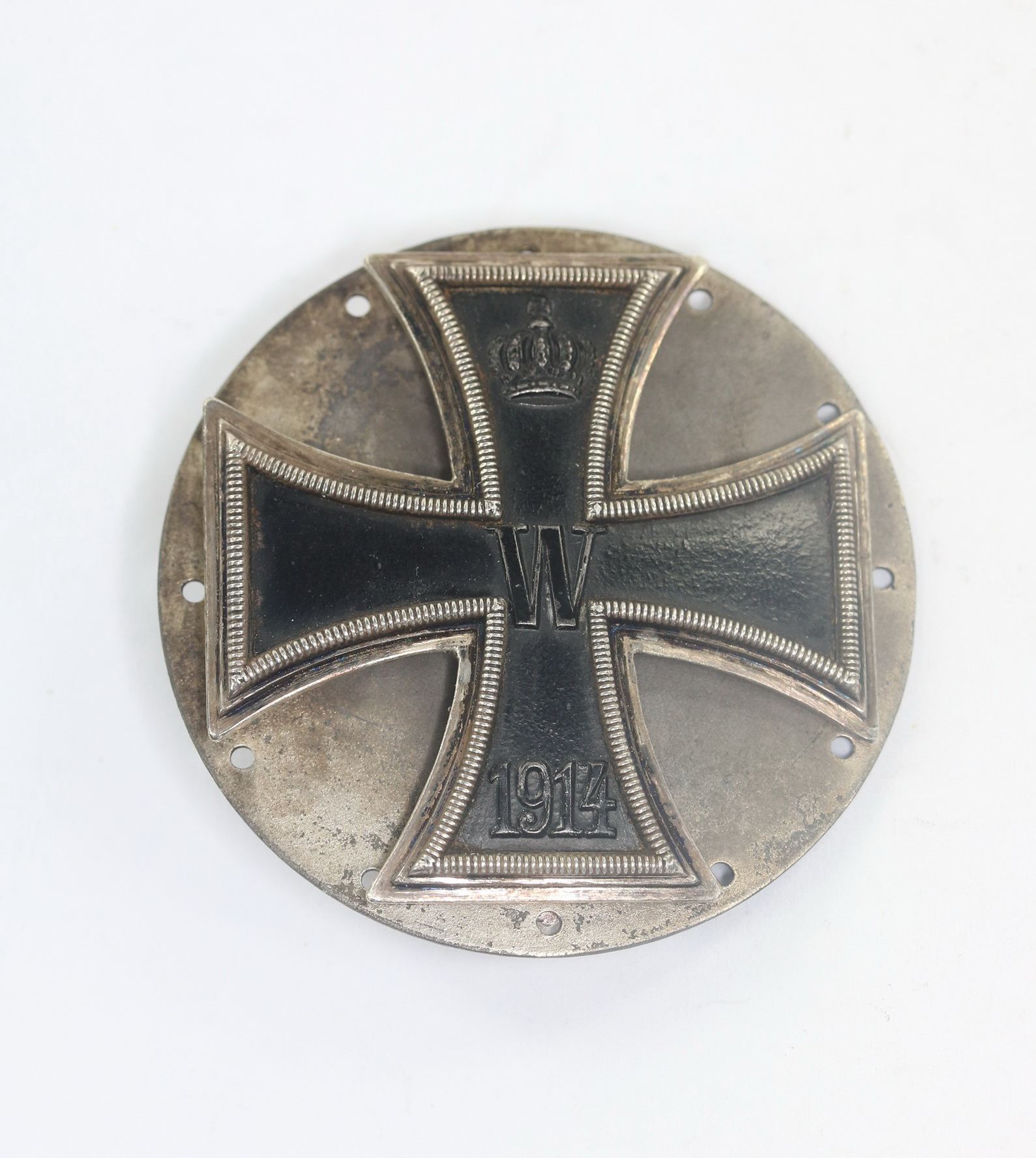 Eisernes Kreuz 1. Klasse 1914, Silber 800, an großer, gelochter Scheibe – Bild 1