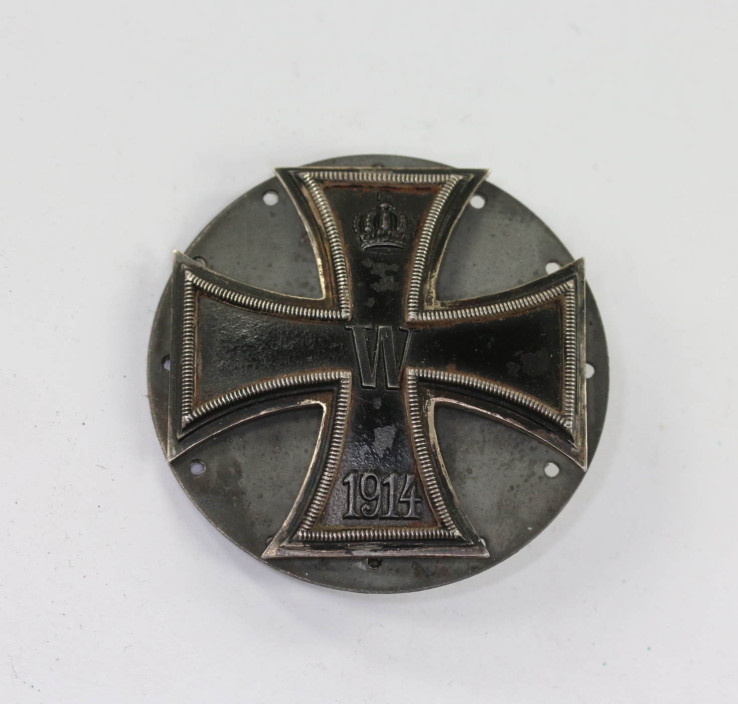 Eisernes Kreuz 1. Klasse 1914, Silber (800), an großer Scheibe, Carl Dillenius (CD) – Bild 1