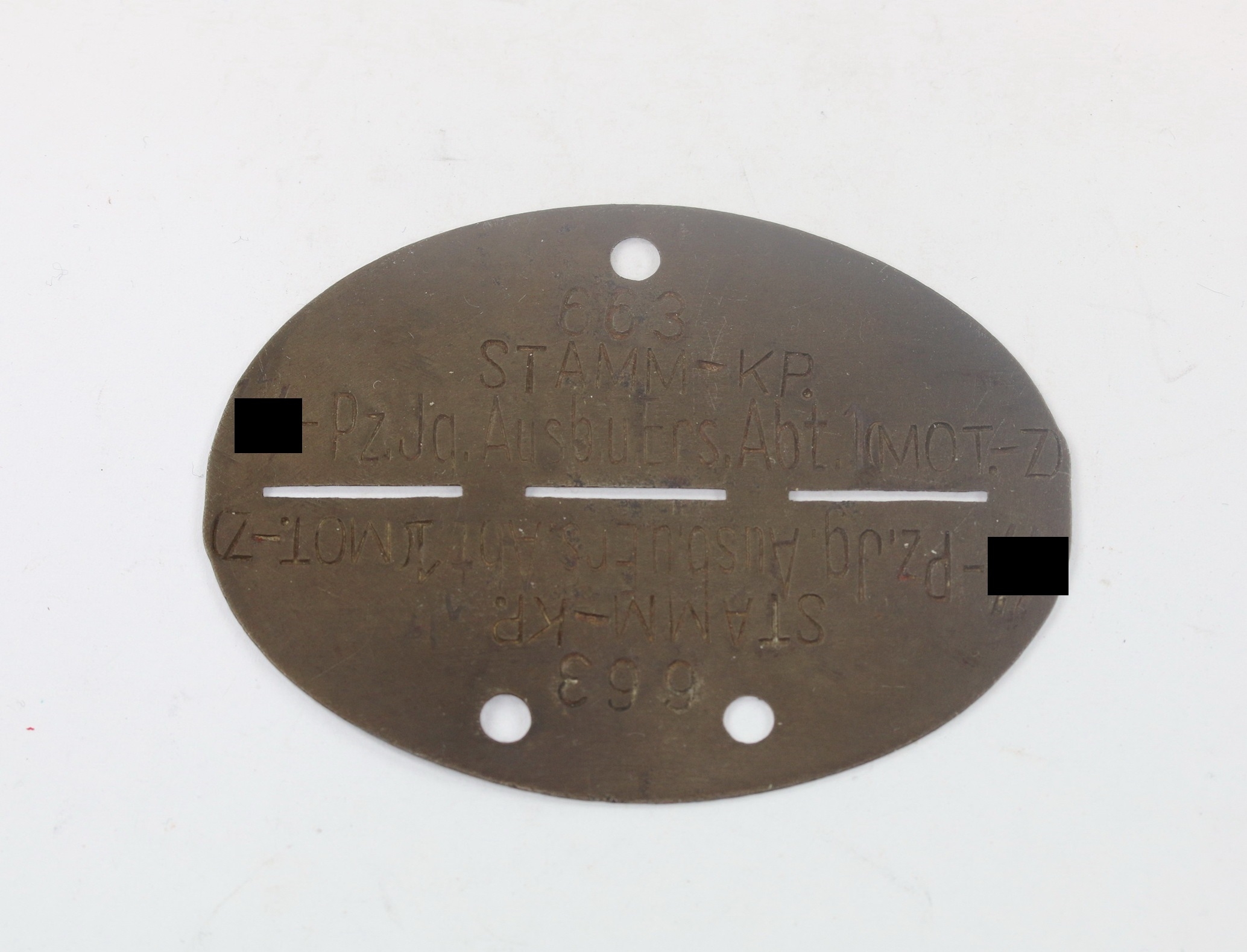 erkennungsmarke_waffenss_sspz Erkennungsmarke Waffen-SS, SS-Pz. Jg. Ausb. u. Ers. Abt. 10 Mot. , Stahl – Bild 1