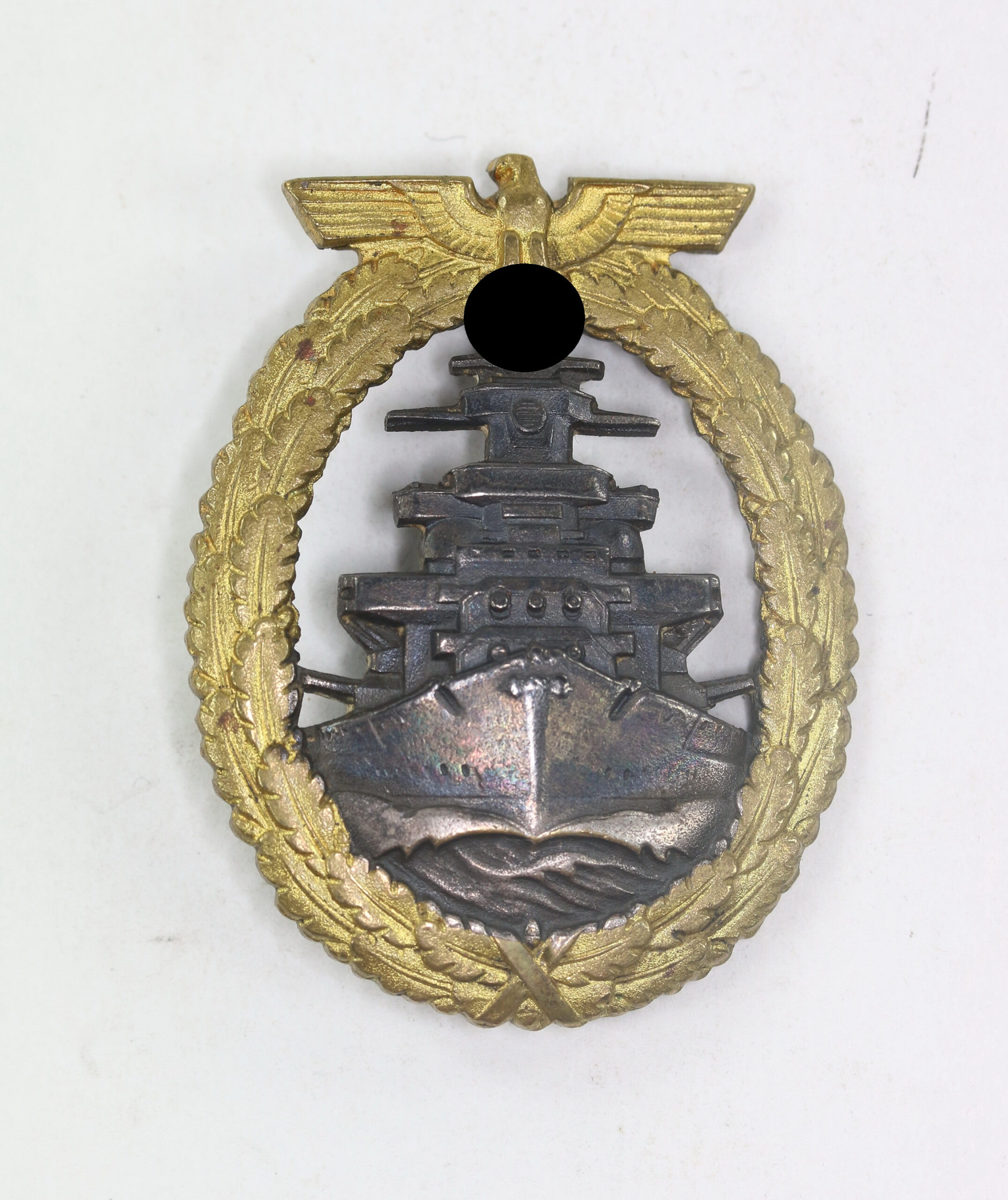 Frühes  Flottenkriegsabzeichen, Hst. Schwerin Berlin - FEC. Adolf Bock (Buntmetall) – Bild 1