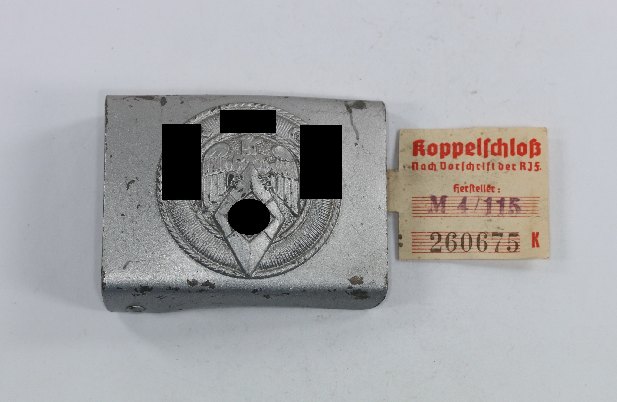 Hitler Jugend (H.J.), Koppelschloß, Hst. RZM M5/276, mit RZM Etikette – Bild 1