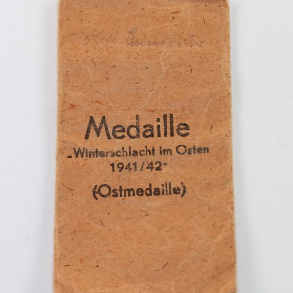 Verleihungstüte Medaille Winterschlacht im Osten 1941/42 (Ostmedaille), Hersteller Gustav Brehmer Markneukirchen