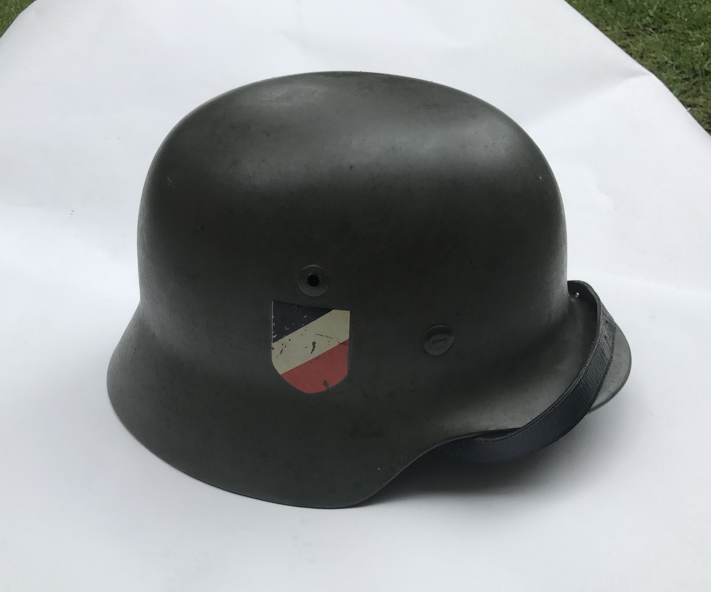 img_5858_bildgr_e_ndern_3 Stahlhelm M35, Hst. N.S., Apfelgrün, beide Embleme – Bild 1