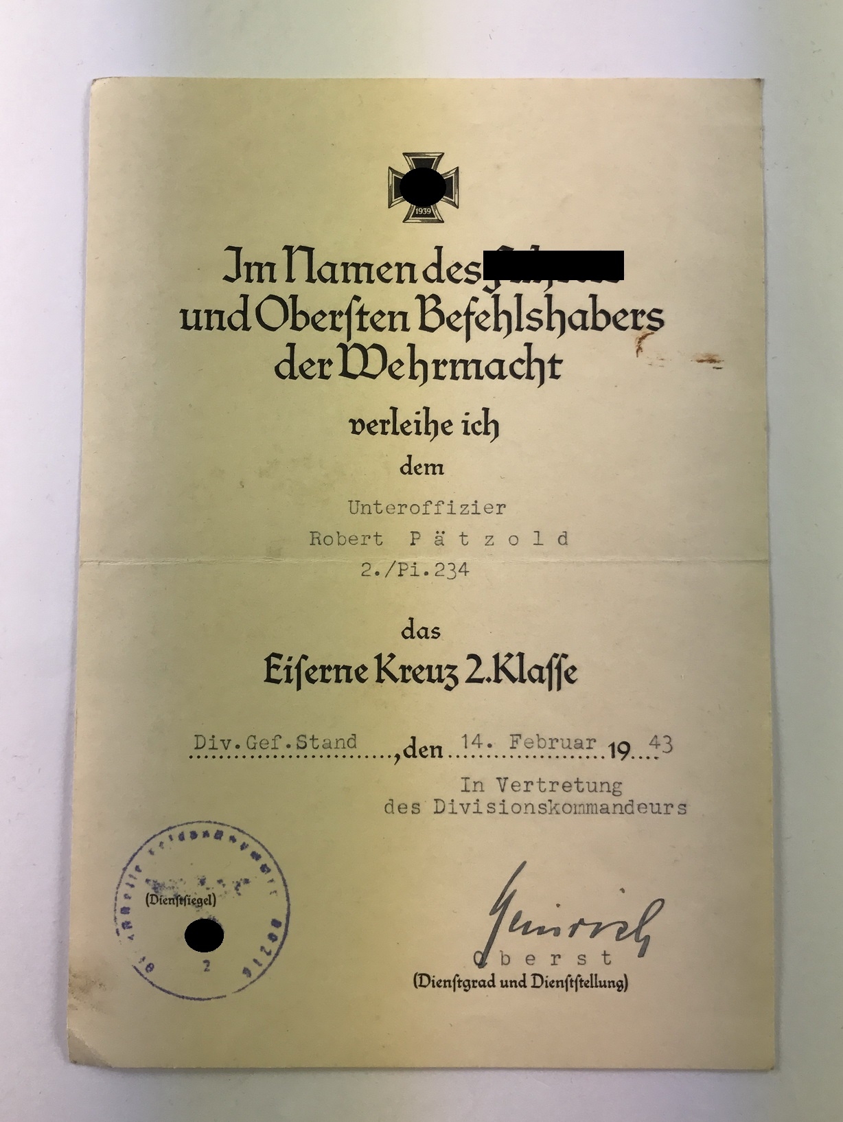 img_9438_bildgr_e_ndern_1_2 Urkunde Eisernes Kreuz 2. Klasse, Pionier – Bild 1