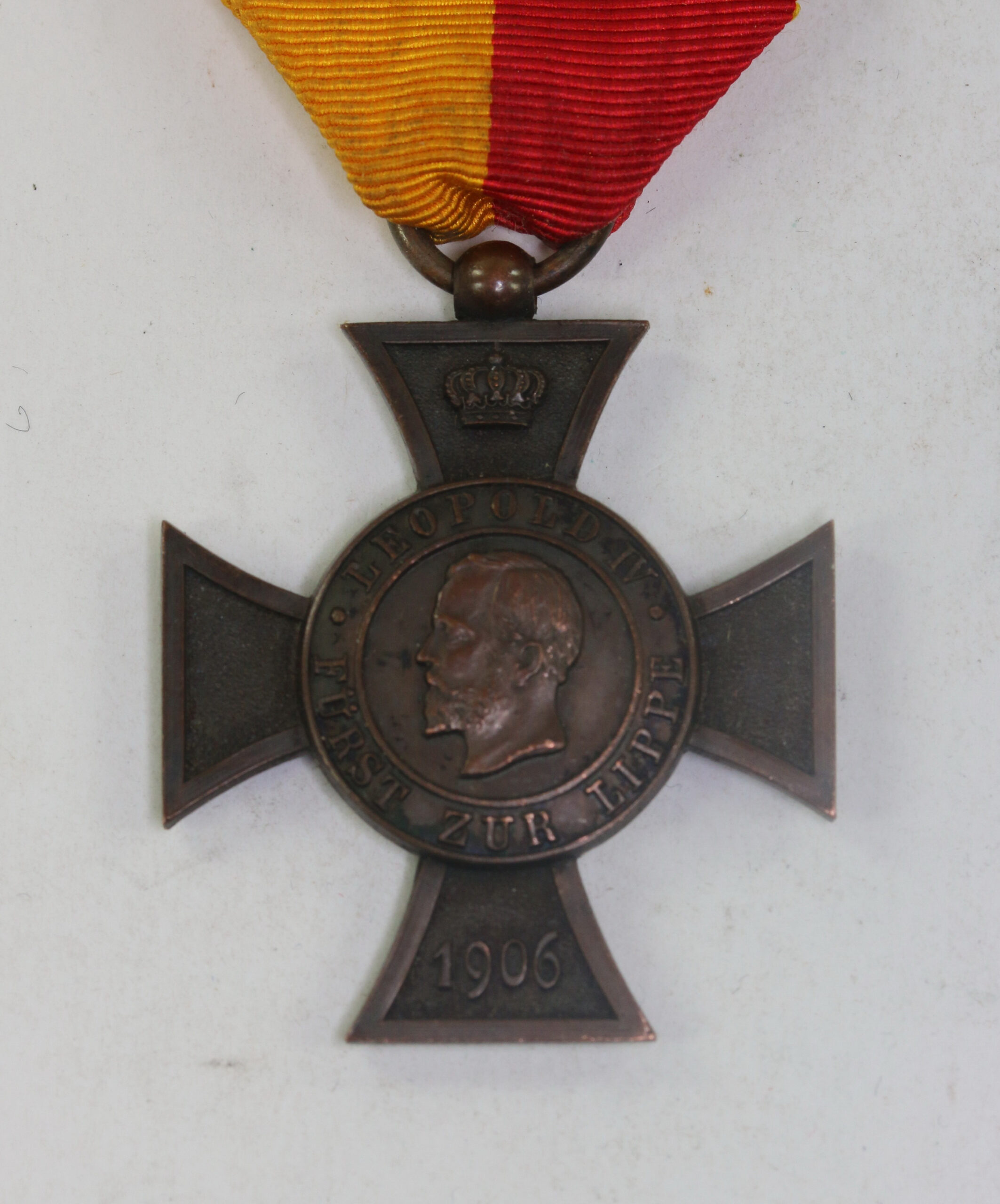 Lippe-Detmold, Kriegervereins-Kreuz - Leopold IV Fürst zur Lippe 1906 - Pflicht und Treue über Alles – Bild 1