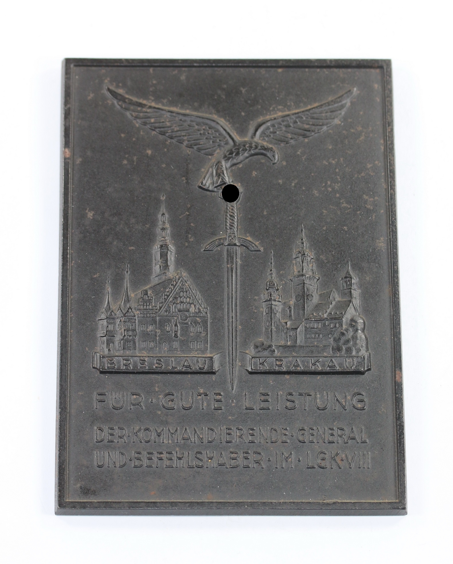 Luftwaffe, Ehrenschild Für gute Leistung Der Kommandierende General und Befehlshaber im LGK VIII Breslau Krakau – Bild 1