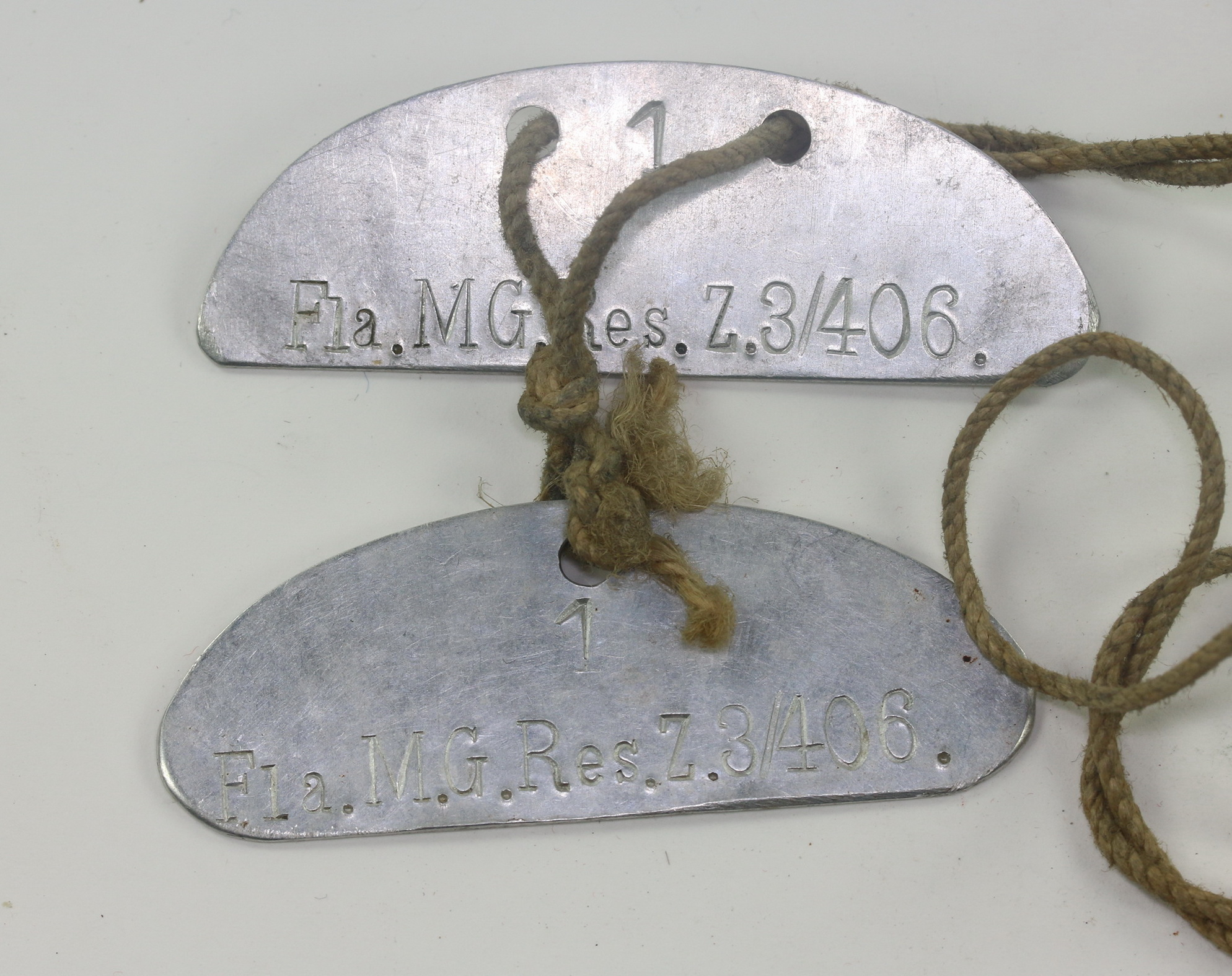 Luftwaffe, Erkennungsmarke Fla. M.G. Res. Z. 34/406. (Flak Maschinen Gewehr Reserve Zug 3/406) – Bild 1