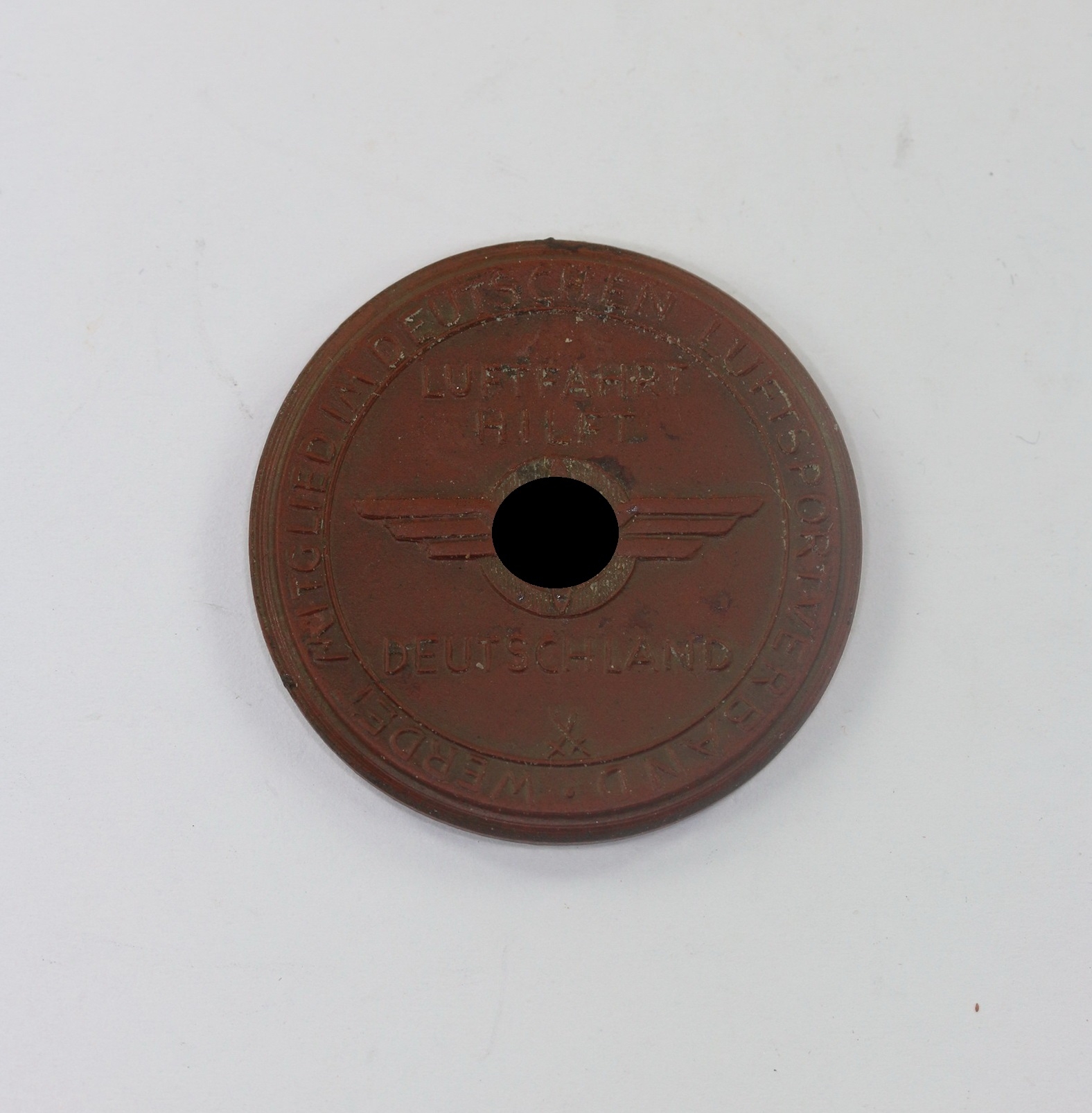  Meißen Plakette, N.S. Großflugtag Dresden- Heller 1935 - Luftfahrt hilft Deutschland werdet Mitglied im deutschen Luftsportverband – Bild 1