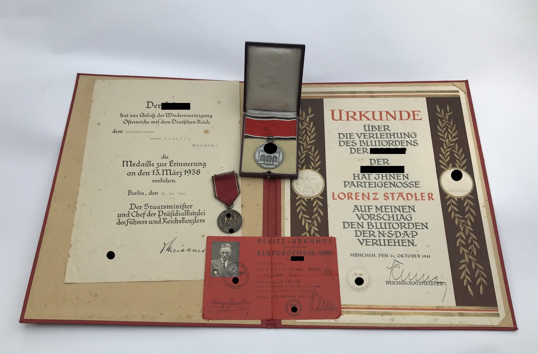 Nachlass Blutorden, Lorenz Stadler Orden, Urkunde, Ausweis (!) – Bild 1