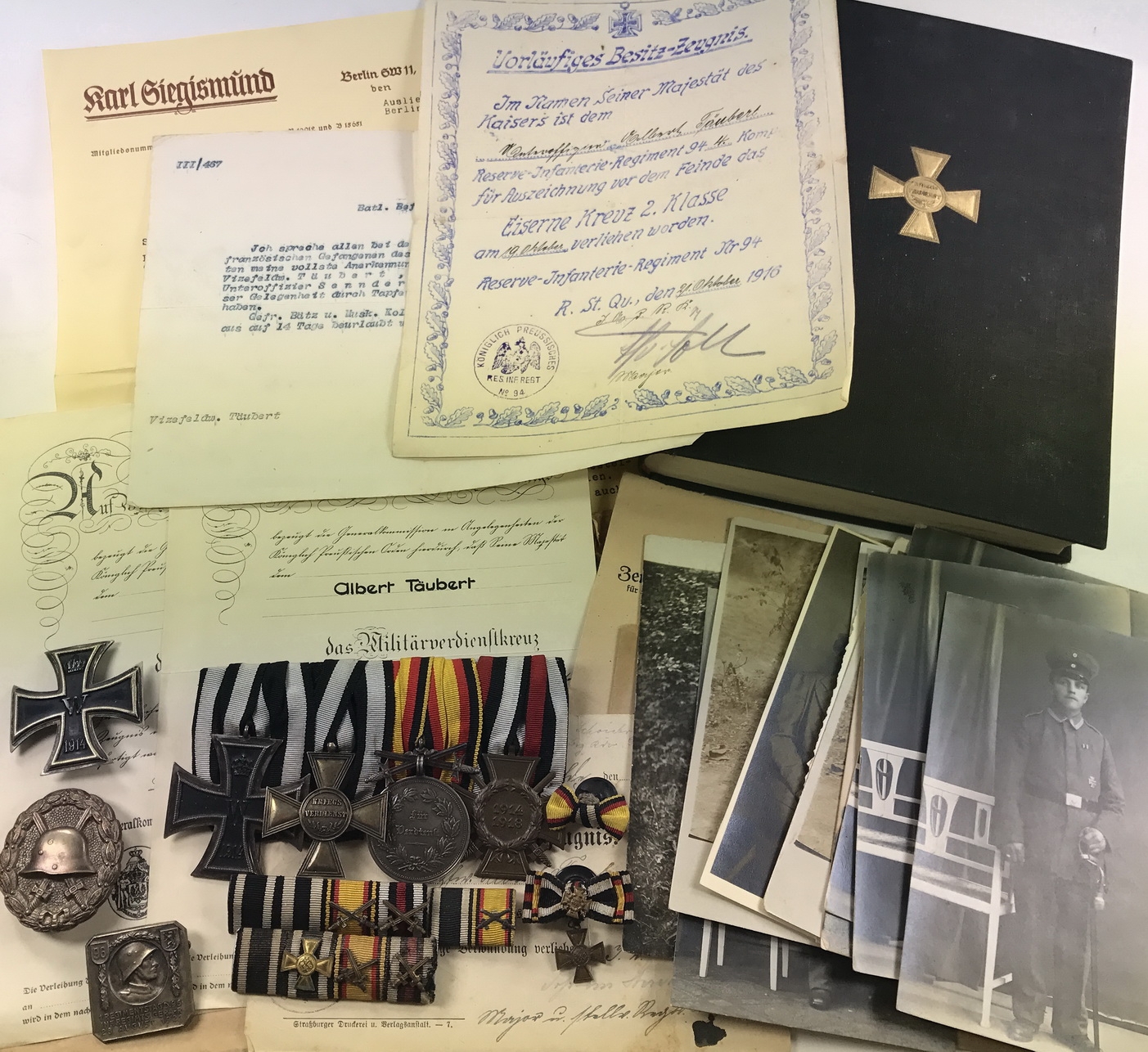 Nachlass Goldenes Militär Verdienstkreuz (Mannschafts Pour le Mérite) Albert Tauber – Bild 1