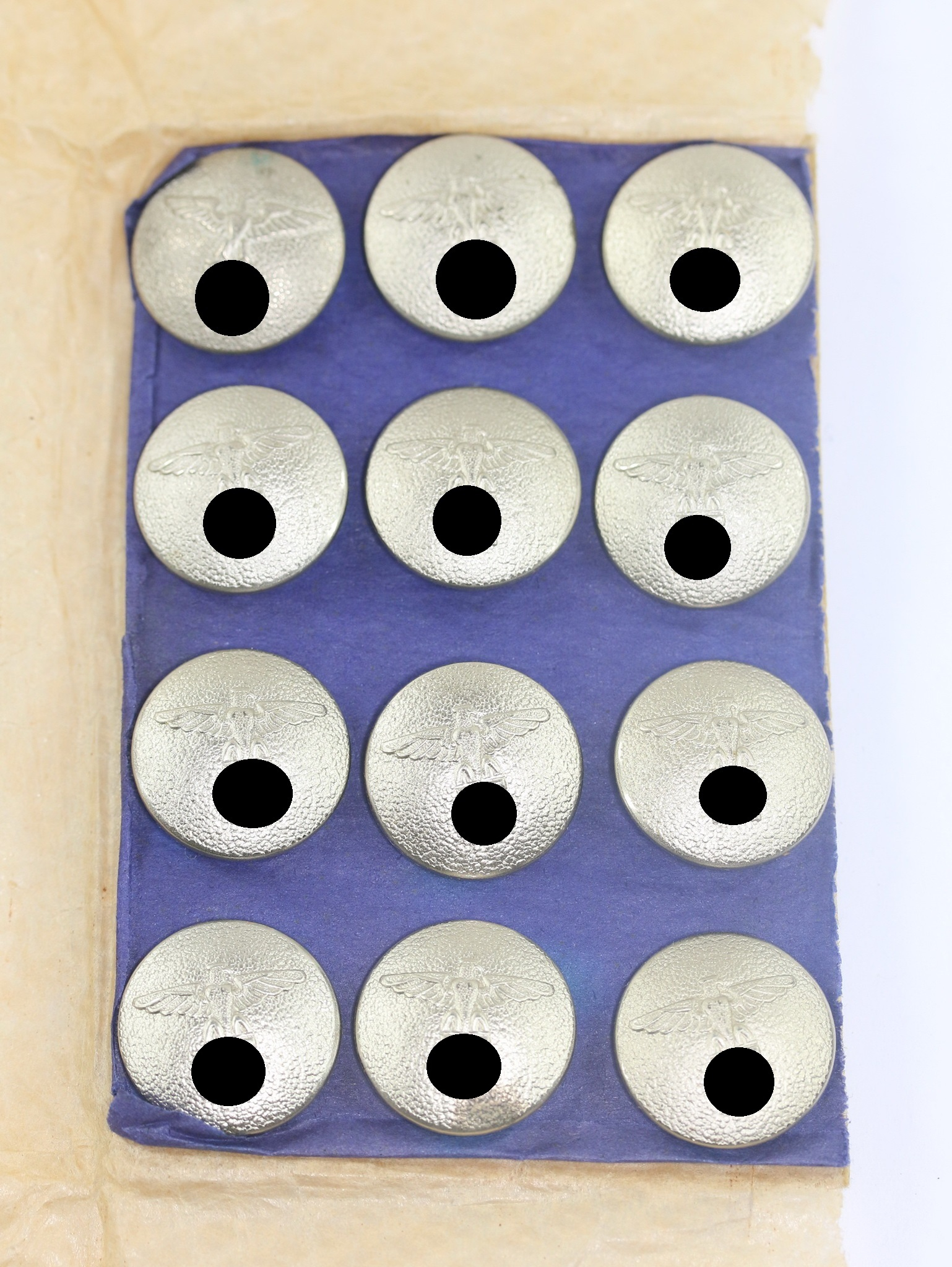 NSDAP 12 Knöpfe für Politischeleiter auf Pappe – Bild 1