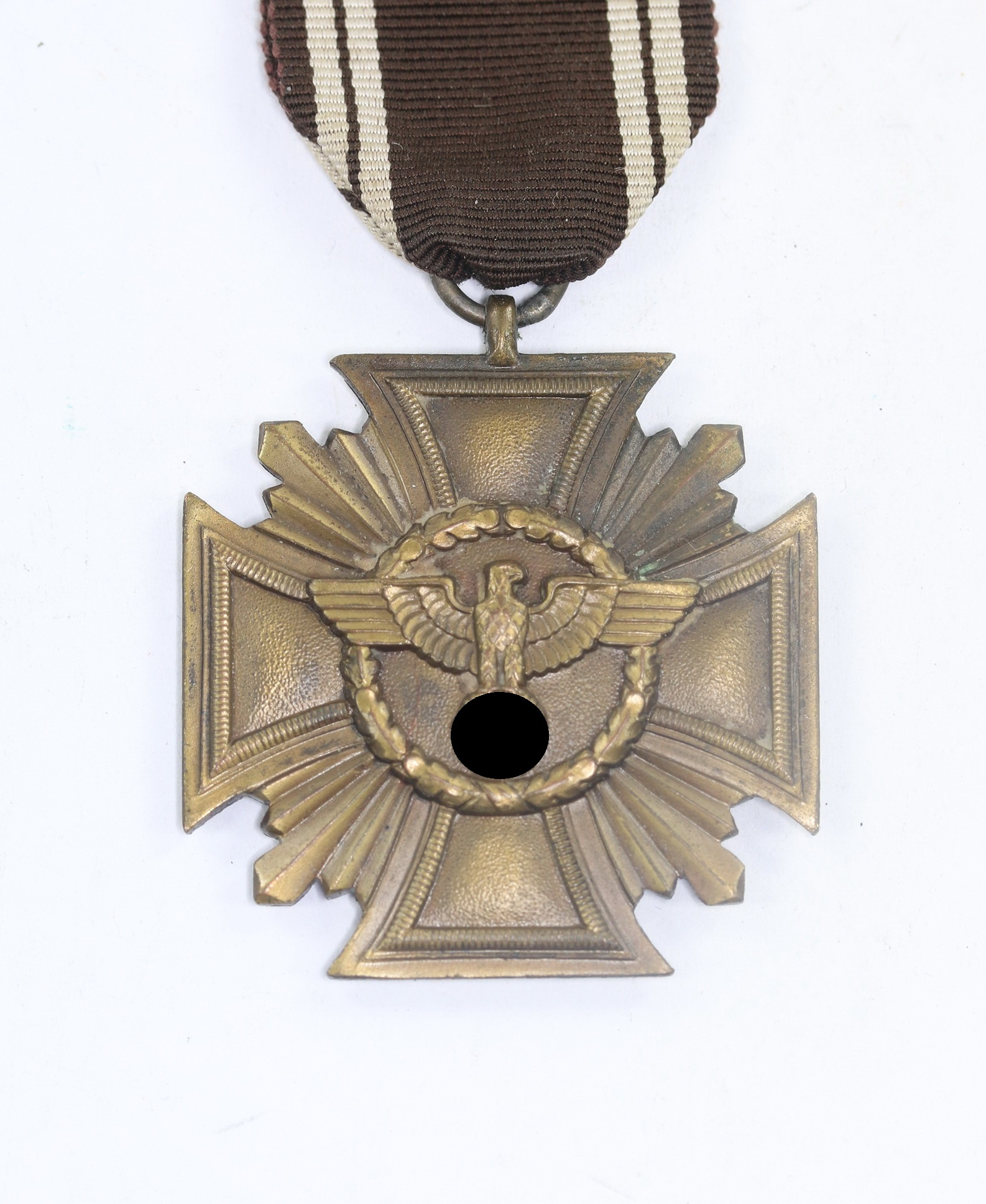 nsdap_dienstauszeichnung_in_bronze_hst NSDAP Dienstauszeichnung in Bronze, Hst. 19 - Wilhelm Deumer, Cupal (!), flach, Für Treue für Führer und Volk – Bild 1