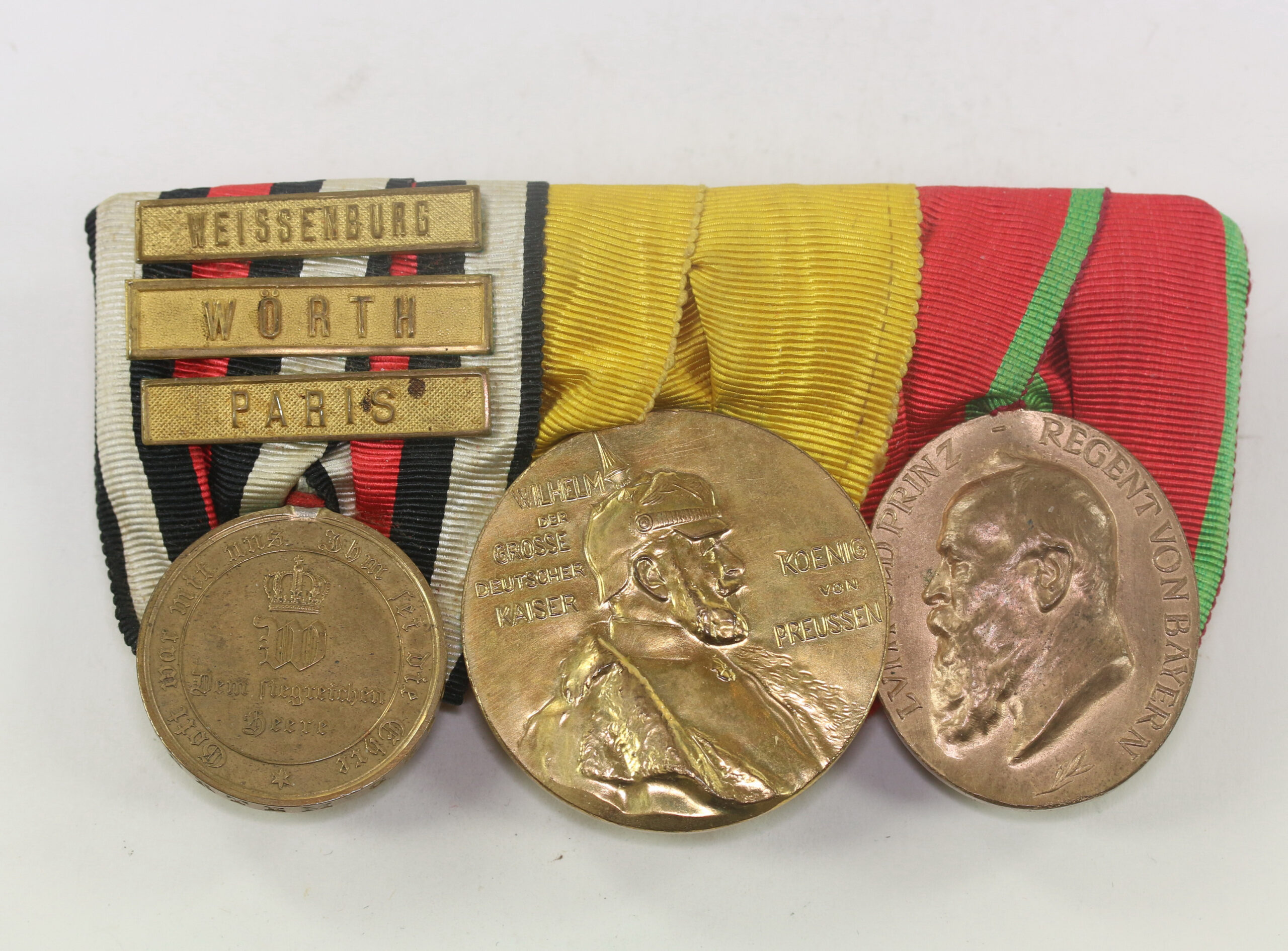 Ordenschnalle 3X, Gust. Uhlig Orden u. Ehrenzeichen Halle S. untere Leipzigerstr.  – Bild 1