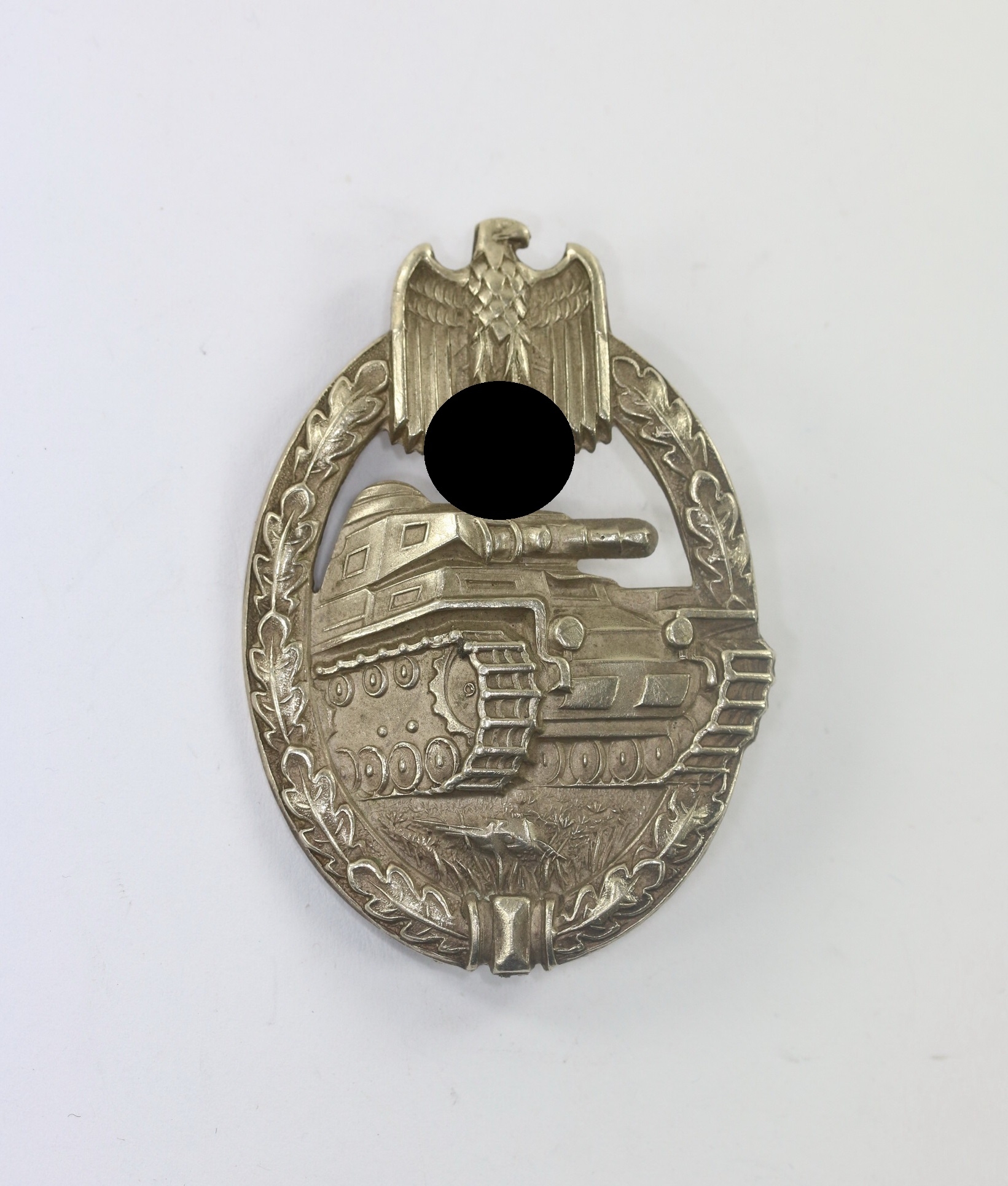  Panzerkampfabzeichen in Silber, Juncker, Neusilber, Porsche Variante (1.2..a) Silver Wash – Bild 1