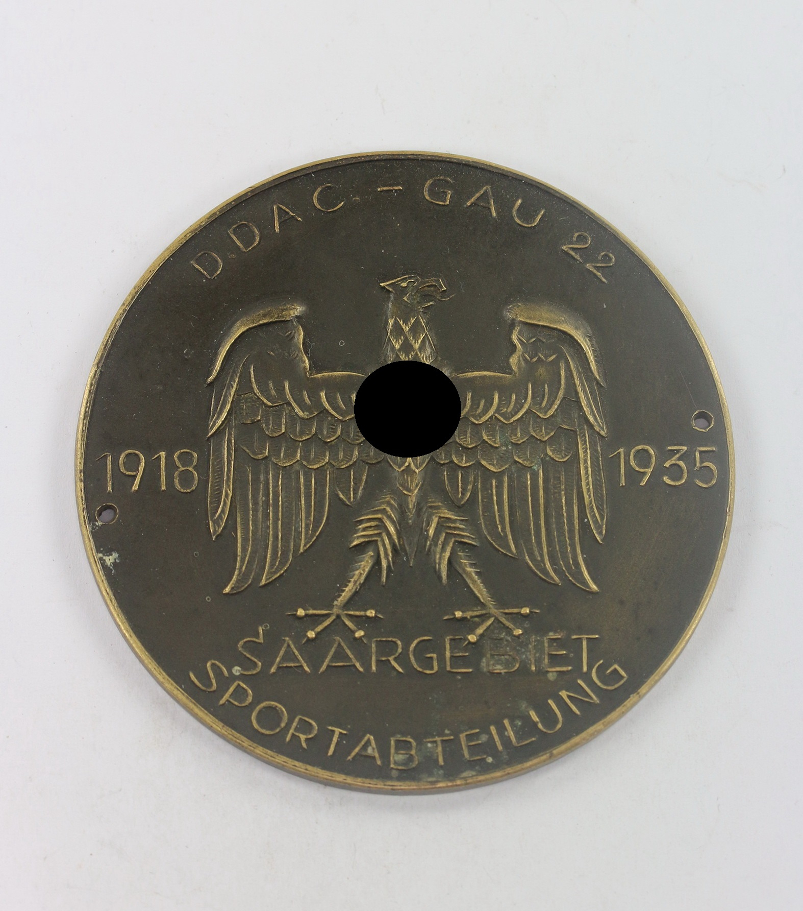 Plakette, DDAC - Gau 22 1918 - 1935 Saargebiet Sportabteilung, Hst. Redo Saarlouis – Bild 1