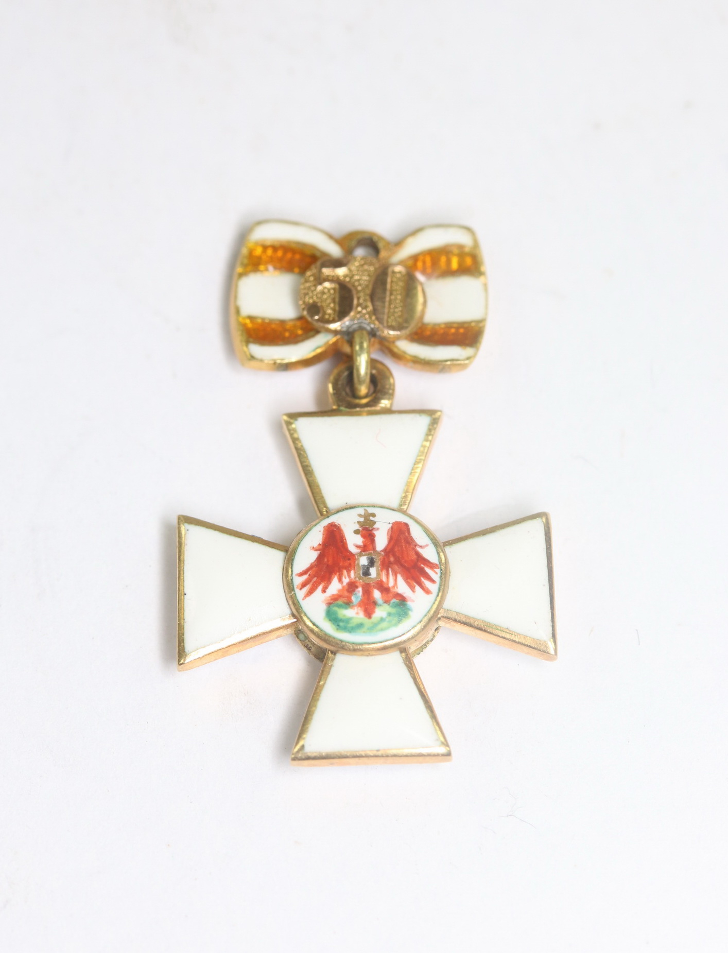 preu_en_16_mm_miniatur_roteradler_orden_3 Preußen, 16 MM Miniatur Roteradler Orden 3.Klasse mit Schleife und Jubiläumszahl, Gold (!) – Bild 1