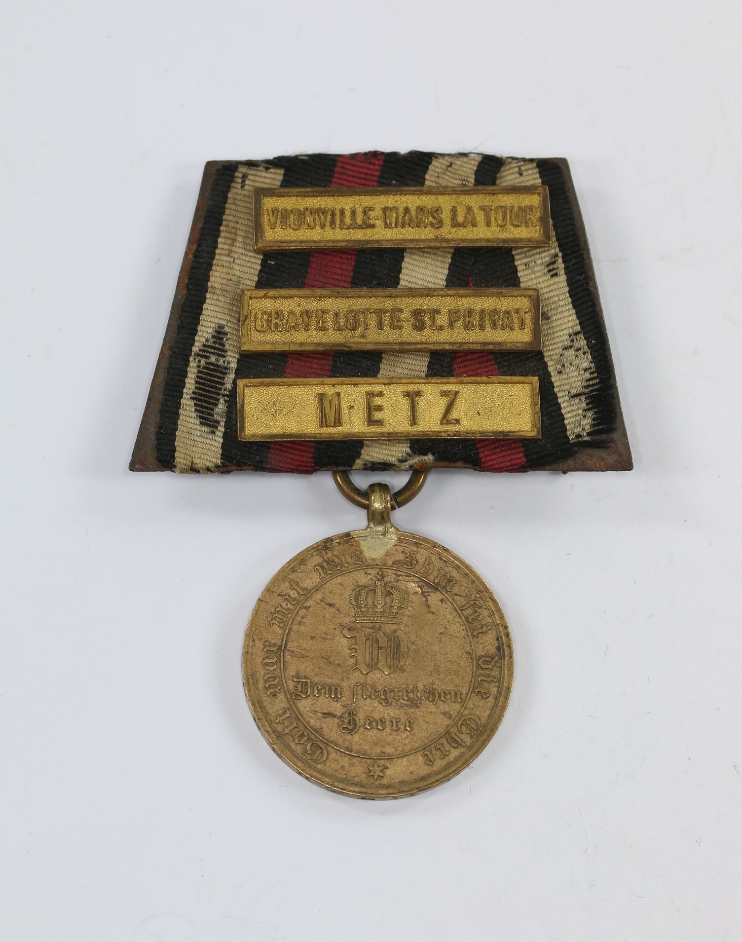 preu_en_einzelspange_kriegsdenkm_nze_f_r_k_mpfer_1870_mit_drei_gefechtsspangen_1_ Preußen, Einzelspange Kriegsdenkmünze für Kämpfer 1870, mit drei Gefechtsspangen – Bild 1