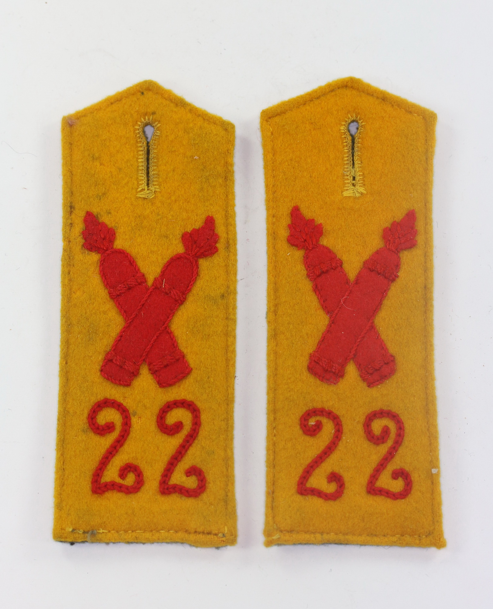 Preußen, Paar Schulterklappen Fußartillerie Regiment 22 Feldgrau – Bild 1