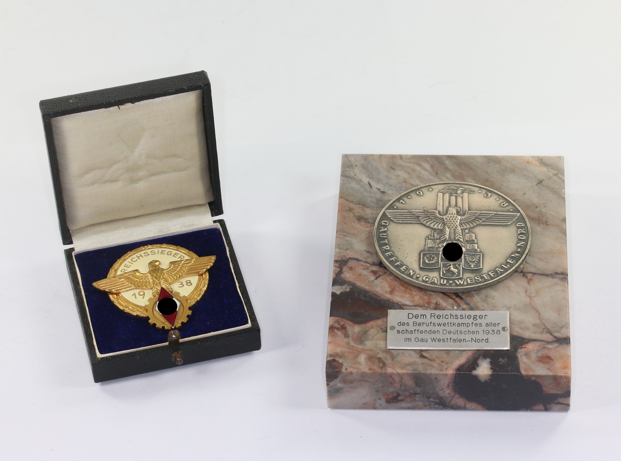Reichssieger im Reichsberufswettkampf 1938, Hst. G. Brehmer Markneukirchen, im Etui + Ehrengabe des Gaues Westfahlen-Nord – Bild 1