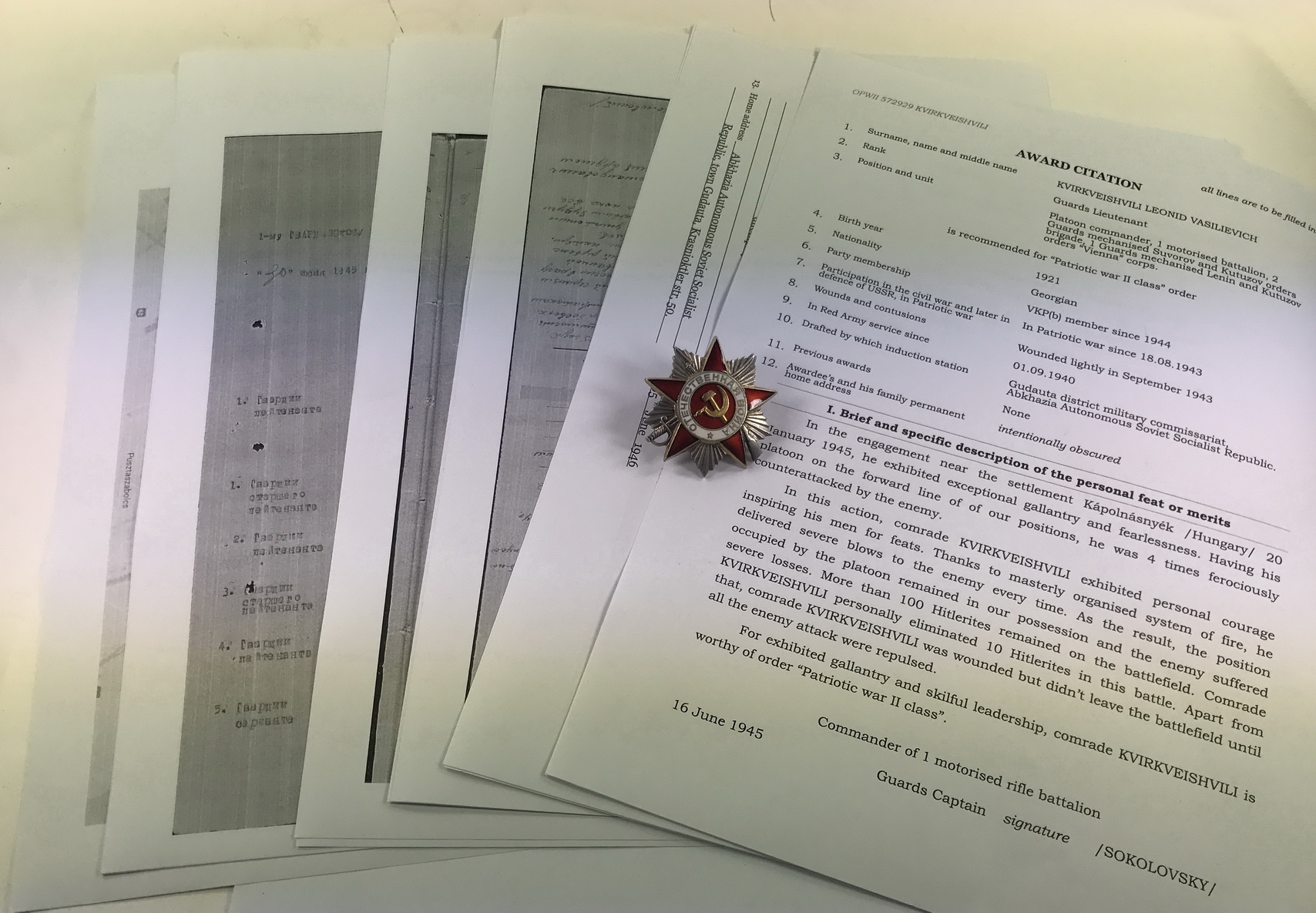 Sowjetunion, Orden des Großen Vaterländischen Krieges 2. Klasse mit Archiv Material.  – Bild 1