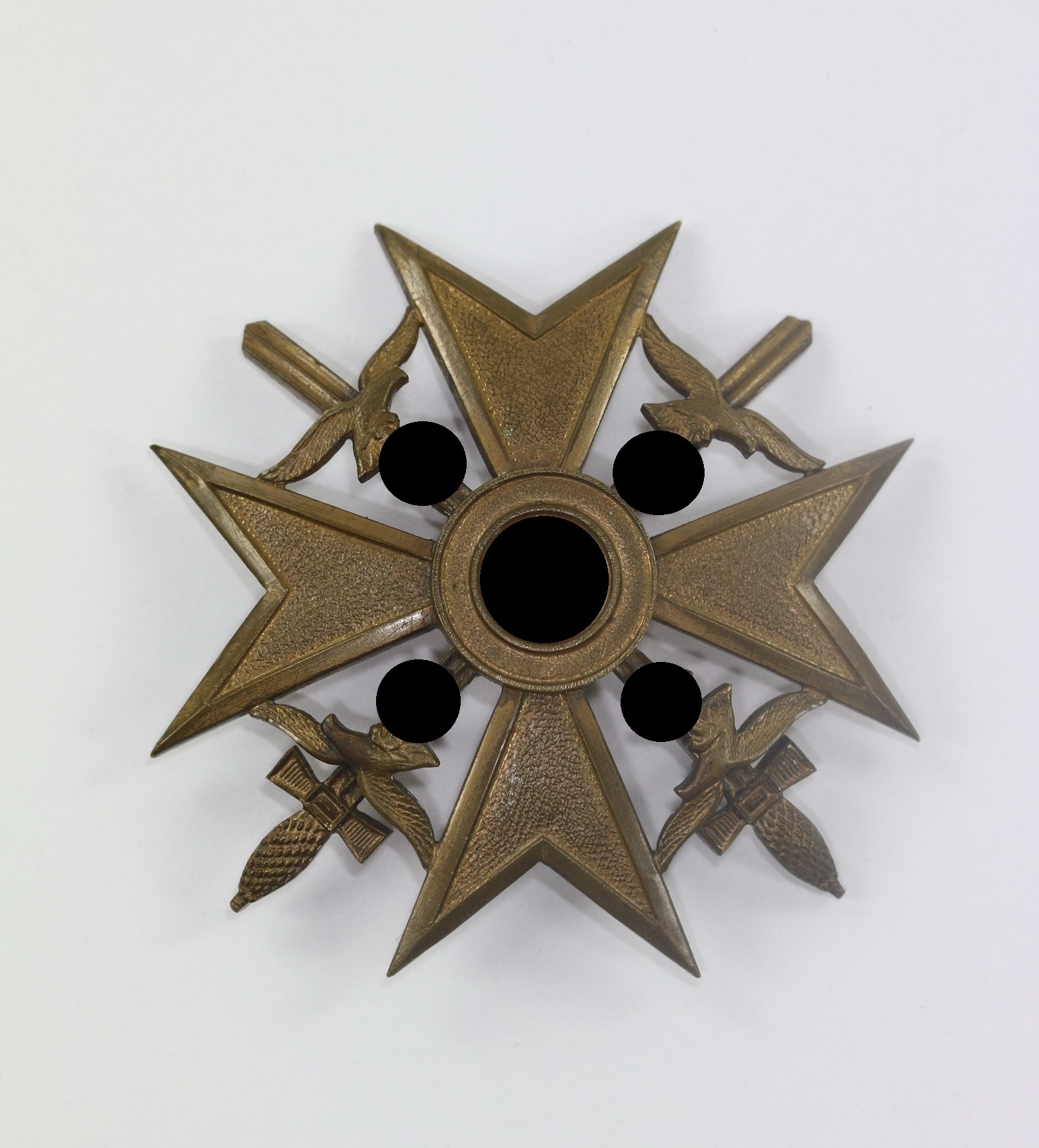 Spanienkreuz in Bronze mit Schwertern, Doppelhersteller (!) L/15 und L/52 – Bild 1
