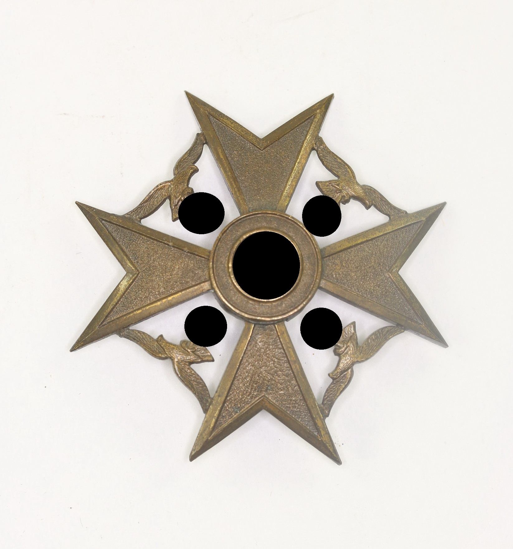 Spanienkreuz in Bronze (ohne Schwerter, Hst. L/18 (B.H. Mayer, Pforzheim) – Bild 1