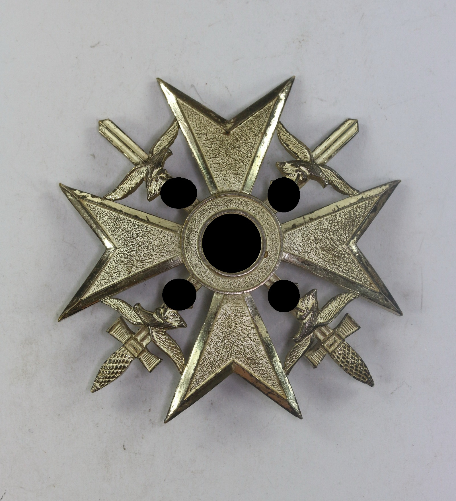 spanienkreuz_in_silber_mit_schwertern_hst Spanienkreuz in Silber mit Schwertern, Hst. L/15 (Otto Schickle, Pforzheim) – Bild 1