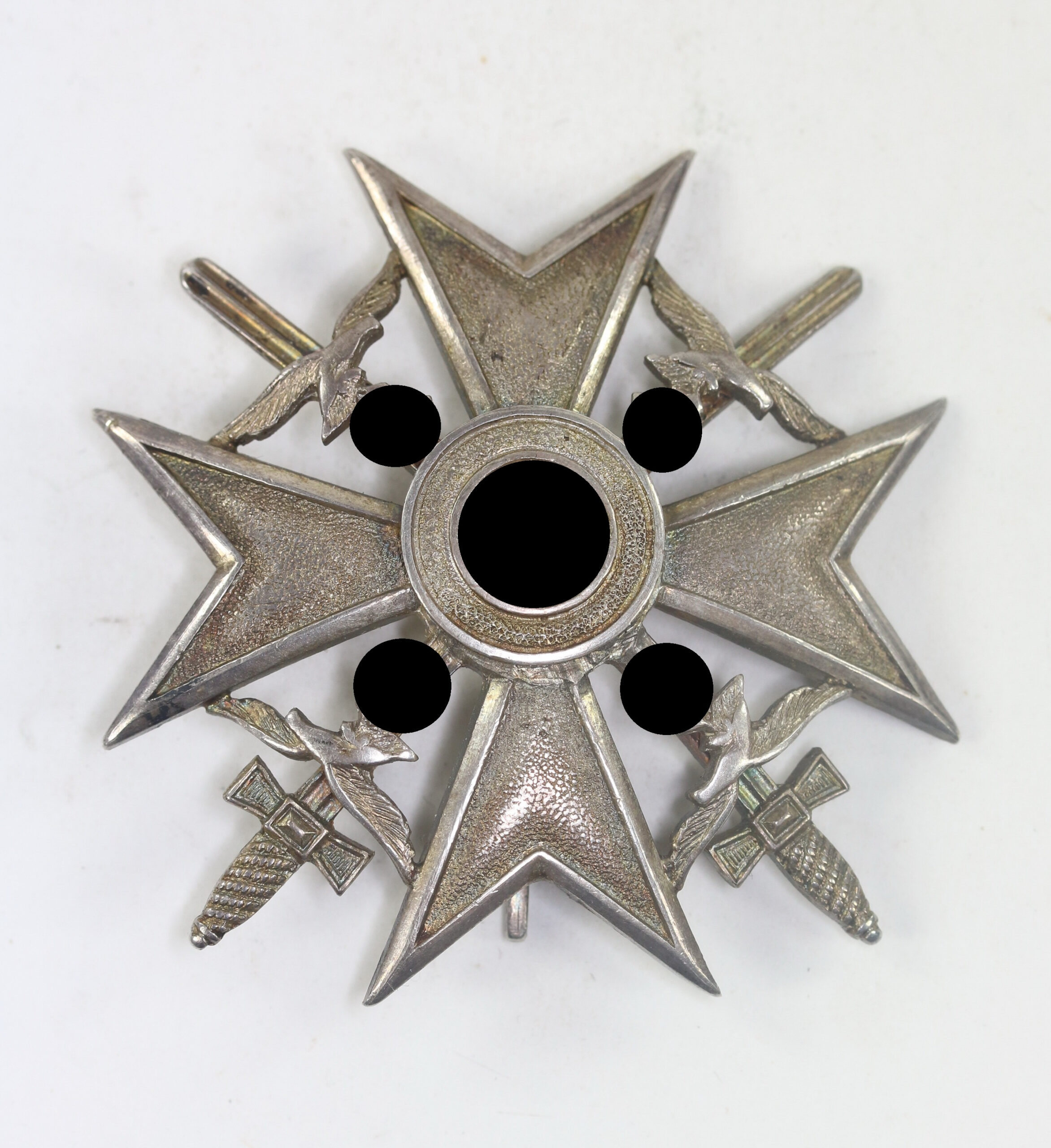 Spanienkreuz in Silber mit Schwertern, Hst. Meybauer (Wappen) 900 – Bild 1