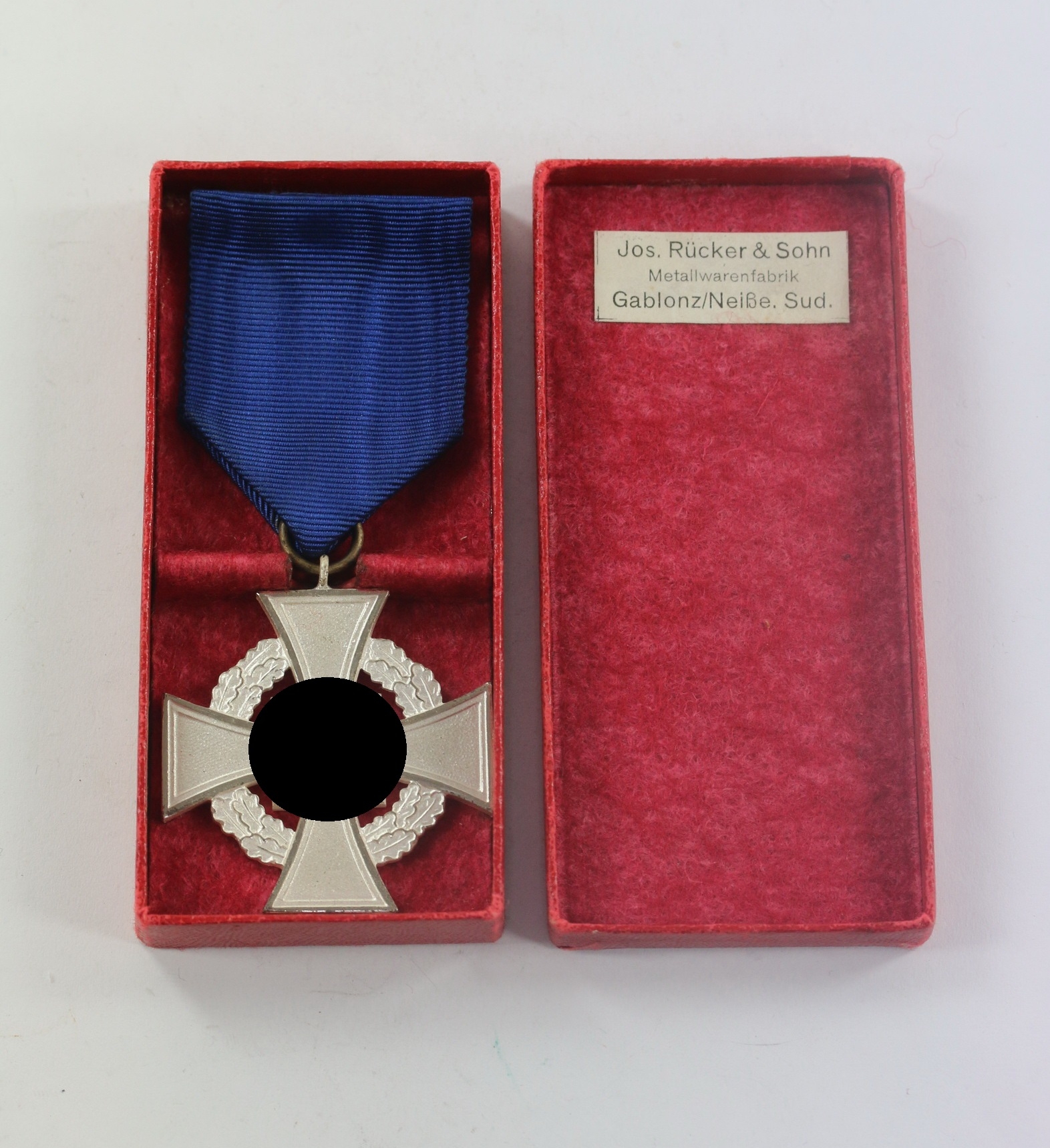  Treudienstehrenzeichen in Silber (25 Jahre), im Etui Rückert & Sohn Metallwarenfabrik Gablonz/Neiße. Sud. – Bild 1