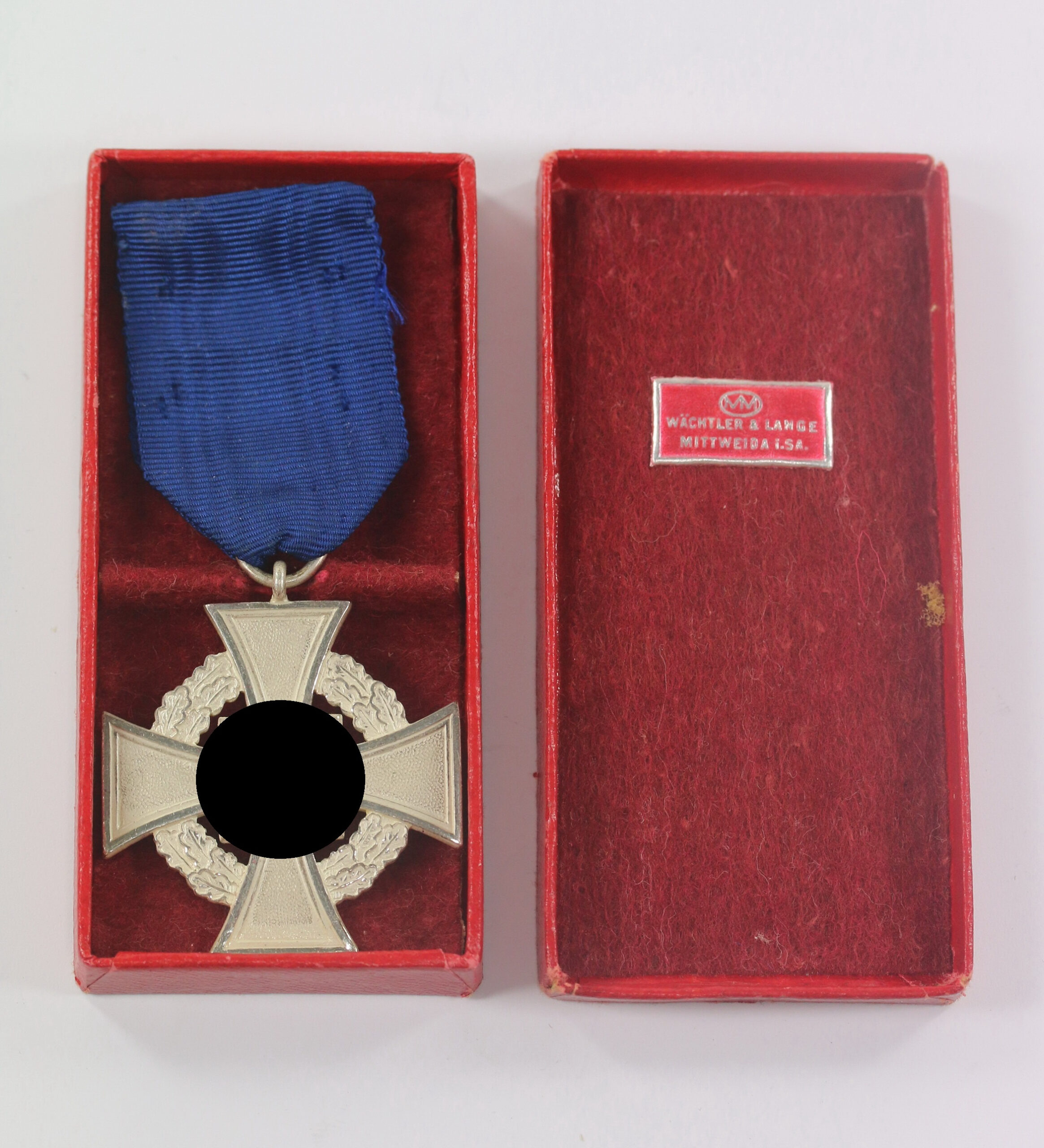 Treudienstehrenzeichen in Silber (25 Jahre), im Etui, Wächtler & Lange Miiweide i. SA. – Bild 1