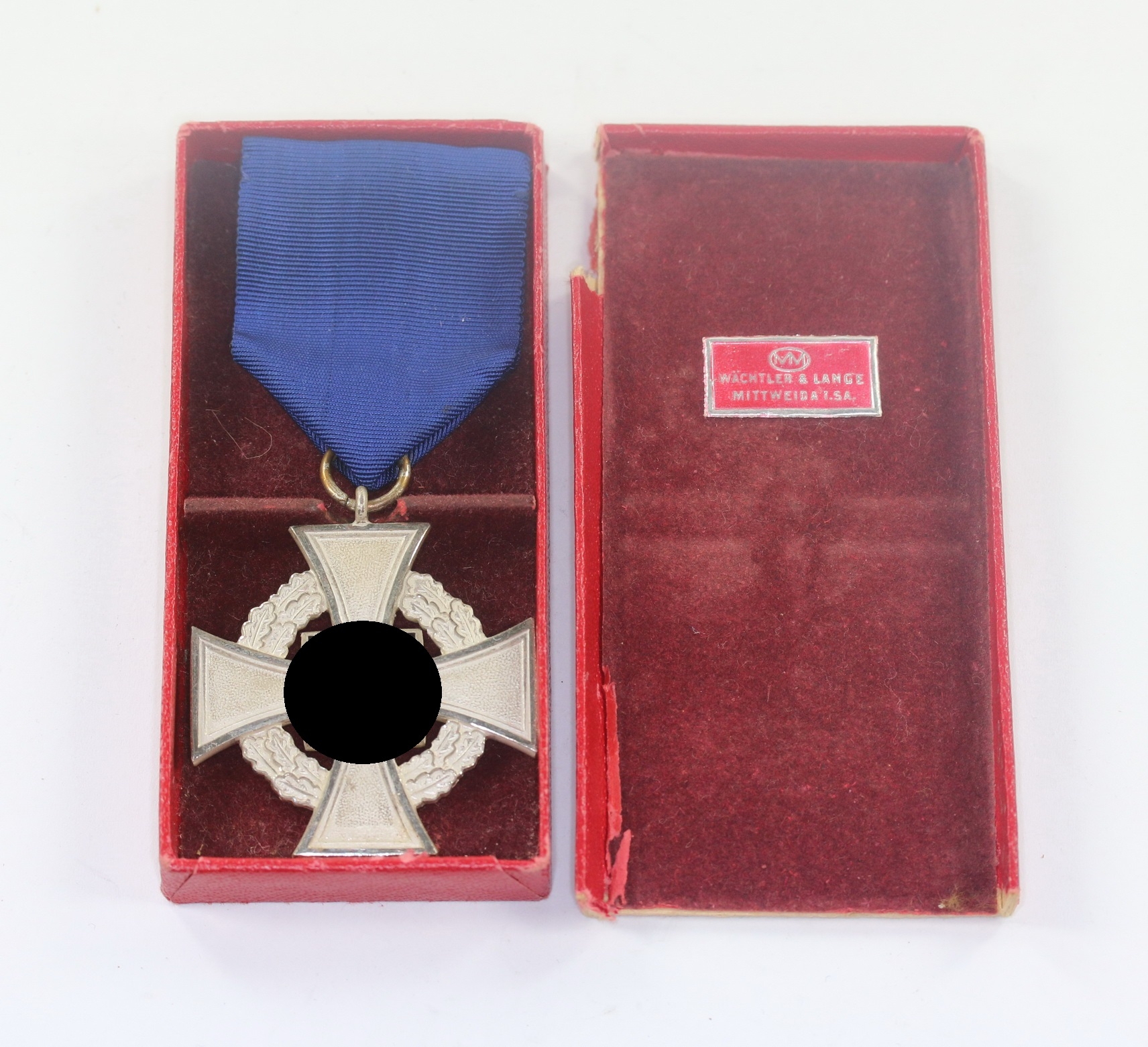  Treudienstehrenzeichen in Silber (25 Jahre), im Etui, Wächtler & Lange Mittweida i. SA. - Für treue Dienste – Bild 1