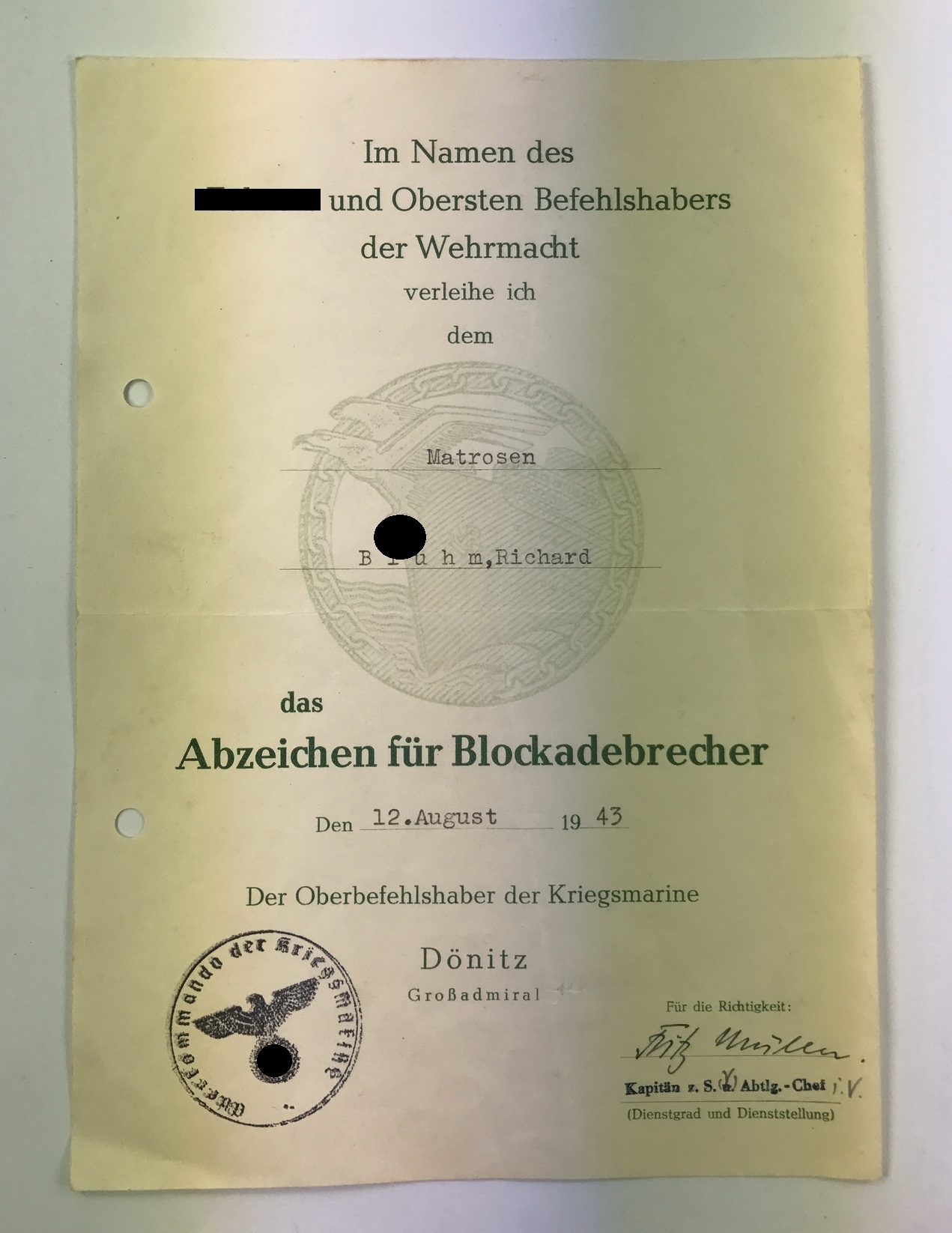 urkunde_blockadebrecherabzeichen_2_ Urkunde Blockadebrecherabzeichen – Bild 1