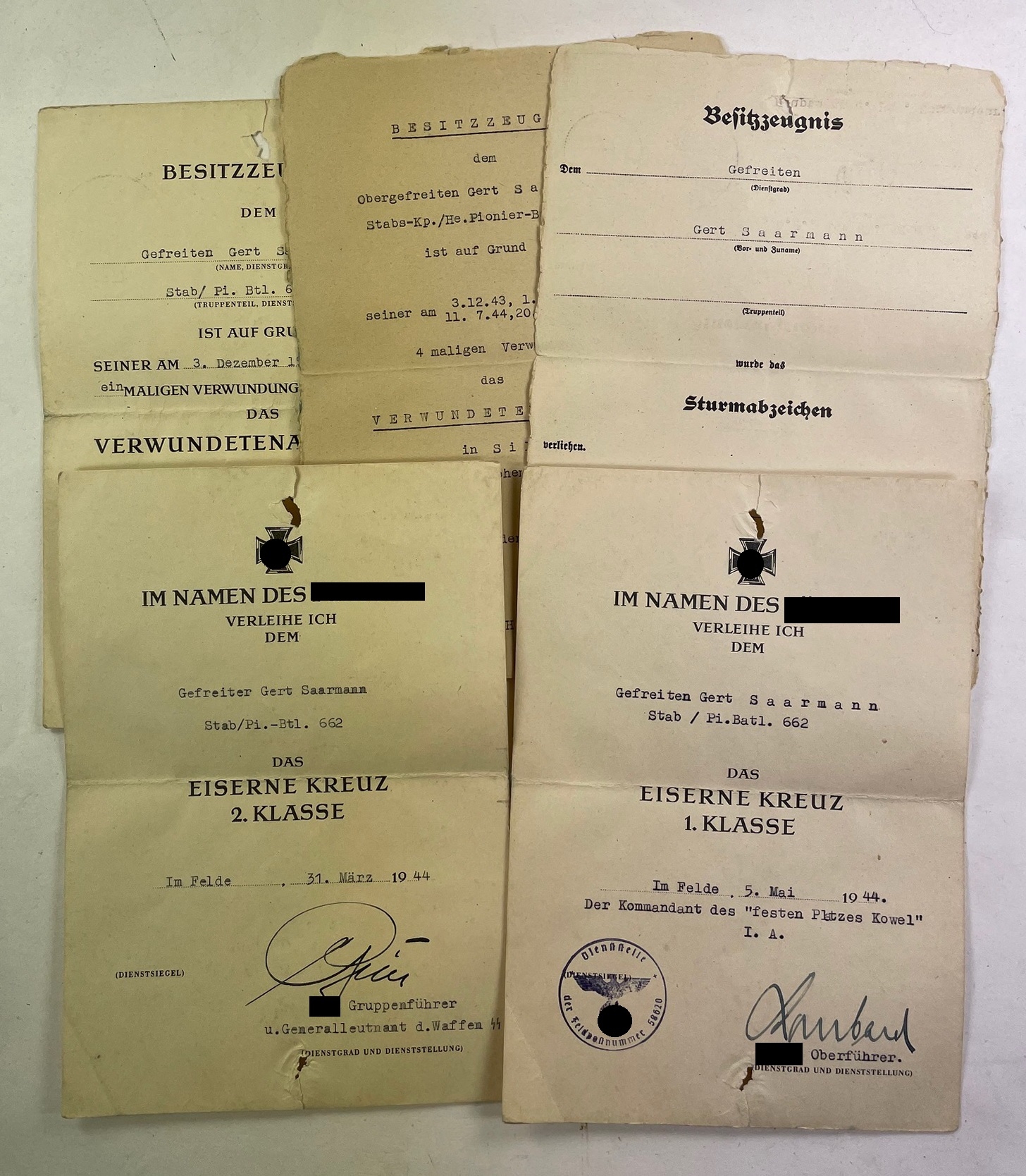 urkunden_gruppe_fester_platz_kowel_ss_gruppenf_hrer_gille_1__1 Urkunden Gruppe, fester Platz Kowel / SS Gruppenführer Gille – Bild 1