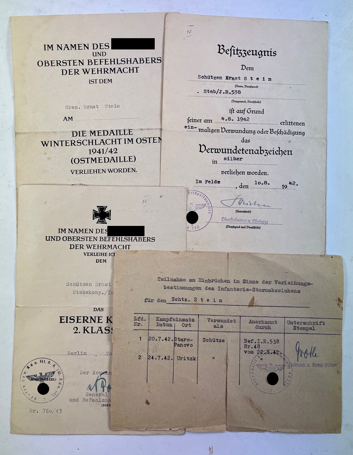 urkunden_gruppe_infanterie_regiment_538_1__1 Urkunden Gruppe Infanterie Regiment 538 – Bild 1