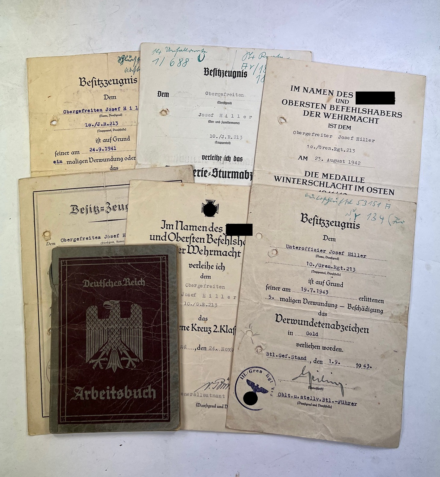 urkunden_gruppe_j_ger_grenadierregiment_213_1__1 Urkunden Gruppe Jäger- / Grenadierregiment 213 – Bild 1