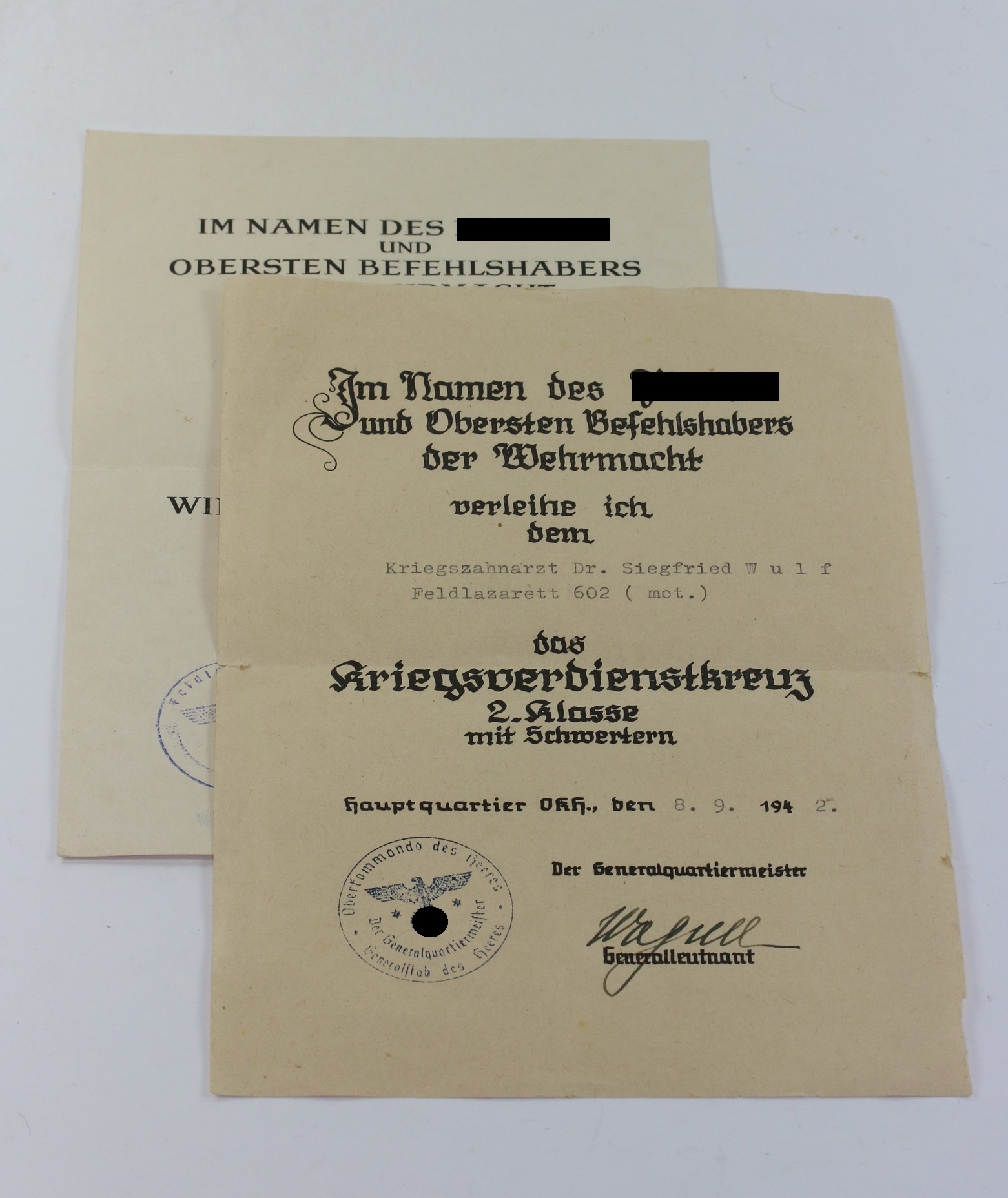 urkunden_gruppe_kriegszahnarzt_1__1 Urkunden Gruppe Kriegszahnarzt (!) – Bild 1