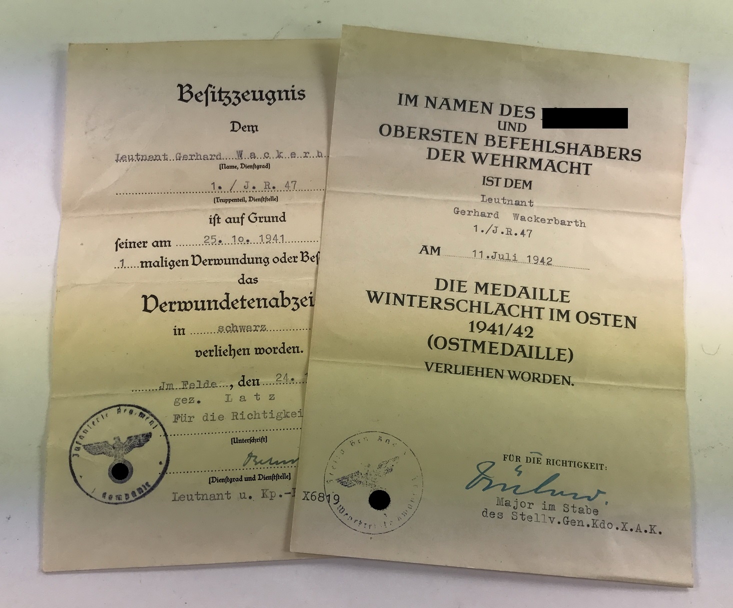 urkunden_leutnant_wackerbarth_1__1 Urkunden Leutnant Wackerbarth – Bild 1