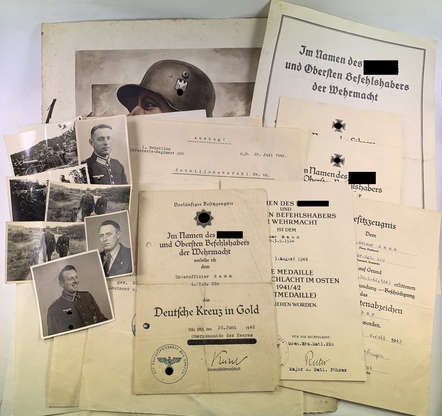 urkunden_nachlass_deutsches_kreuz_in_gold_feldwebel_reimar_ramm_1__1 Urkunden Nachlass Deutsches Kreuz in Gold Feldwebel Reimar Ramm – Bild 1