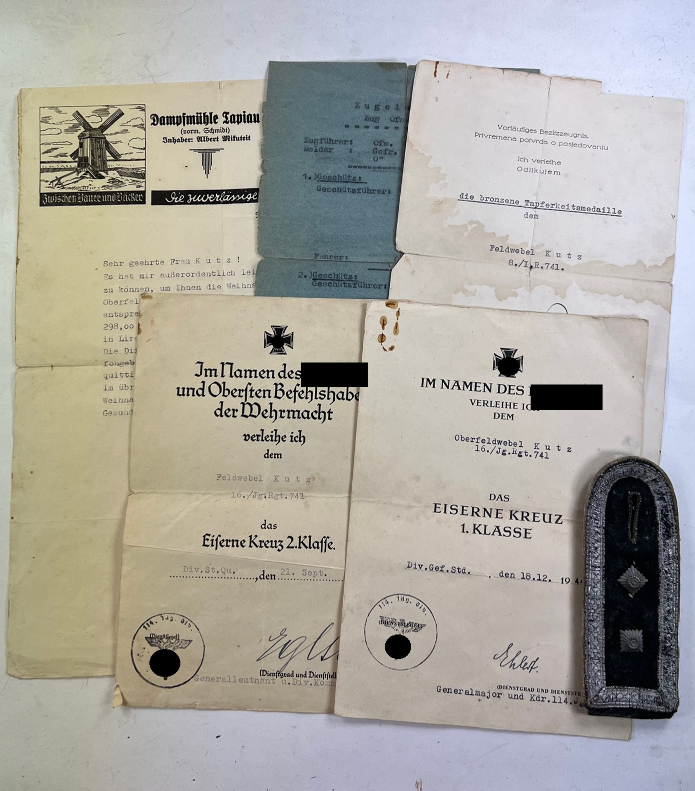 urkunden_nachlass_j_ger_regiment_741_1__1 Urkunden Nachlass Jäger Regiment 741 – Bild 1