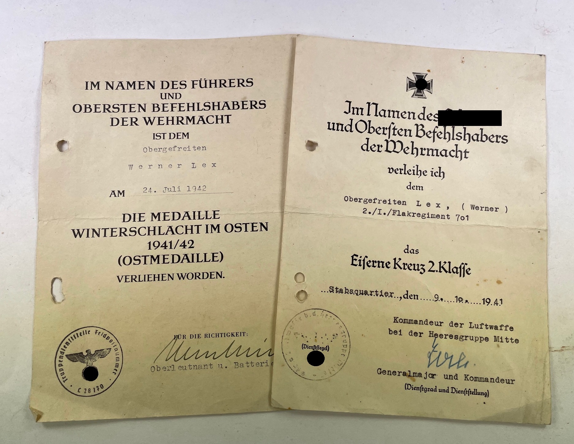 urkundengruppe_flakregiment_701_1__1 Urkundengruppe Flakregiment 701 – Bild 1