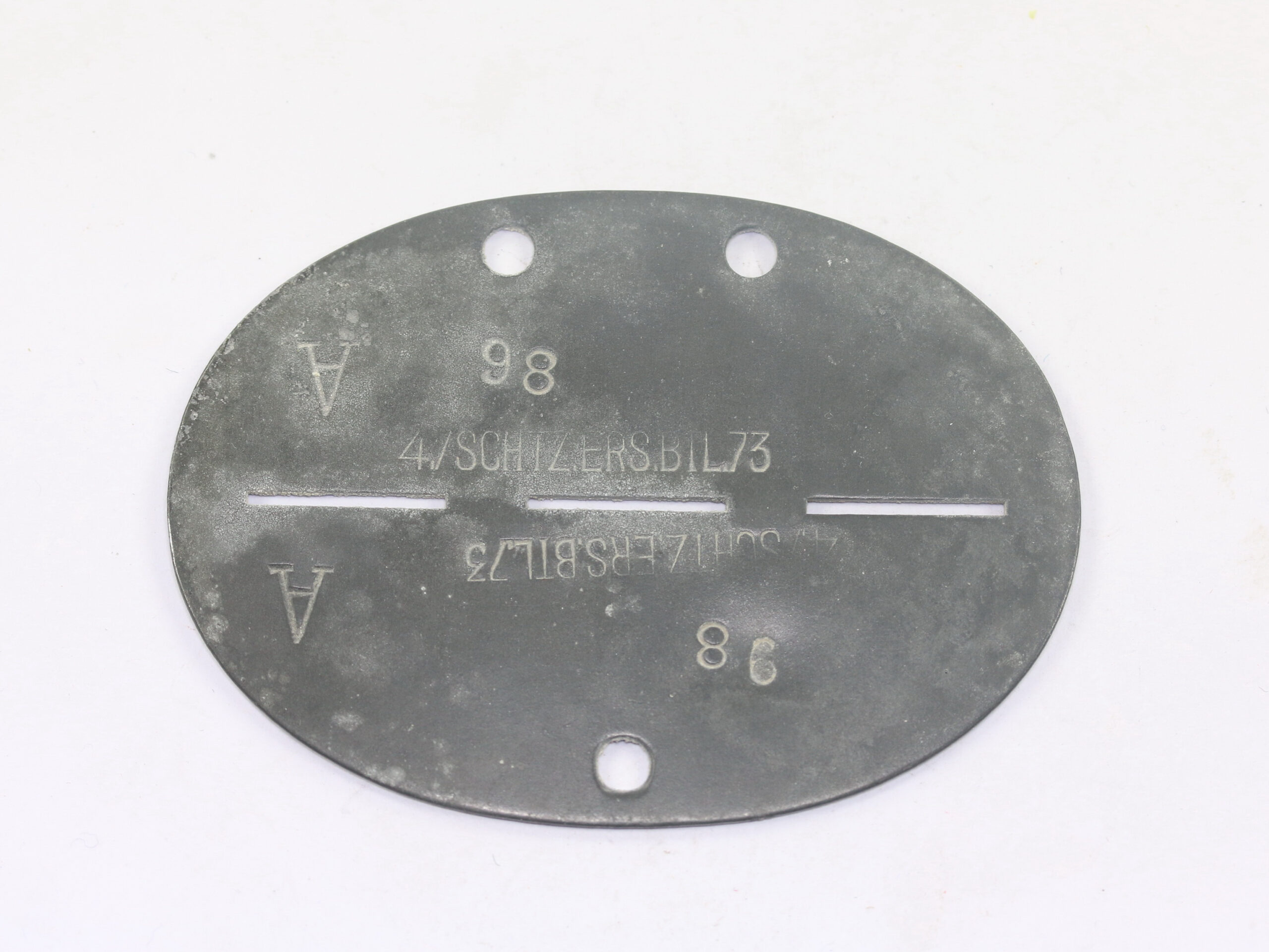 Wehrmacht Heer, Erkennungsmarke 4./ Schtz. Ers. Btl.73 - 4. Kompanie Schützen Ersatz Bataillon 73 – Bild 1