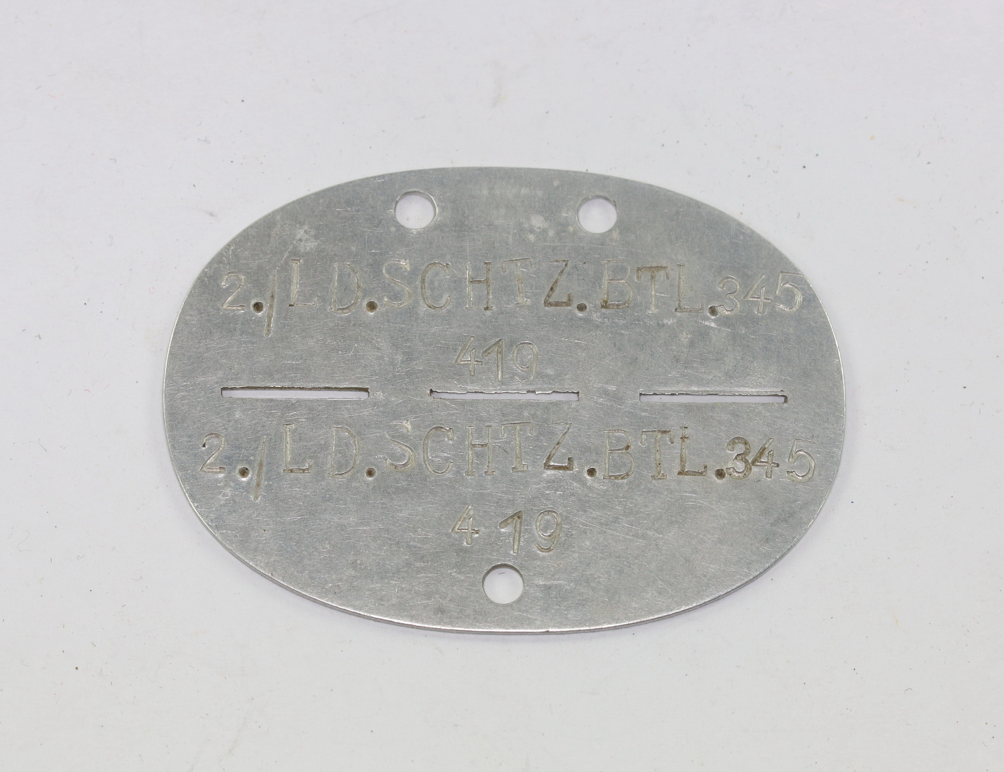 Wehrmacht Heer, Erkennungsmarke Landesschützen-Bataillon 345 (Berlin) – Bild 1