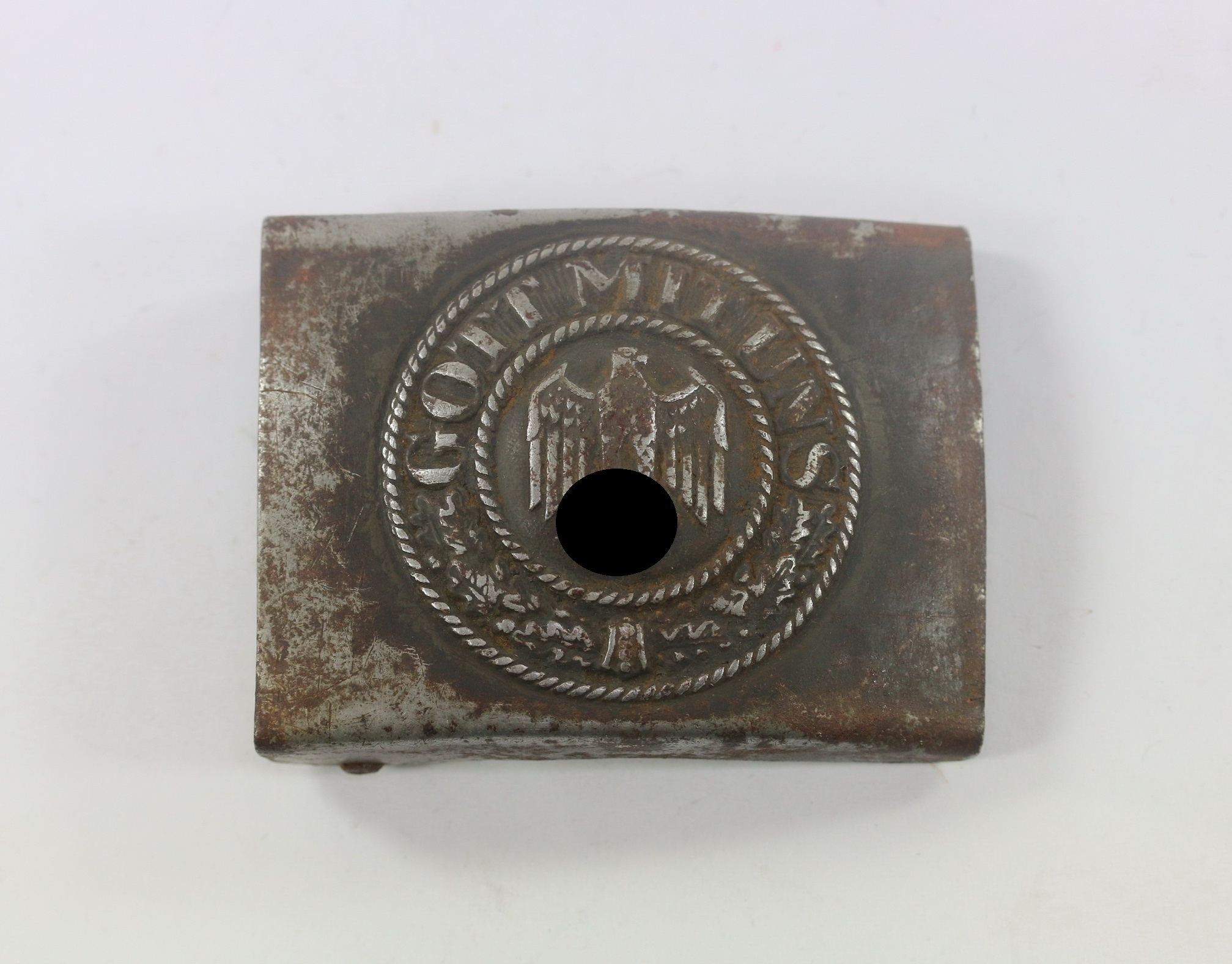 Wehrmacht Heer, Koppelschloss für Mannschaften, Hst. ESL 43, Gott Mit Uns (Eisen) – Bild 1