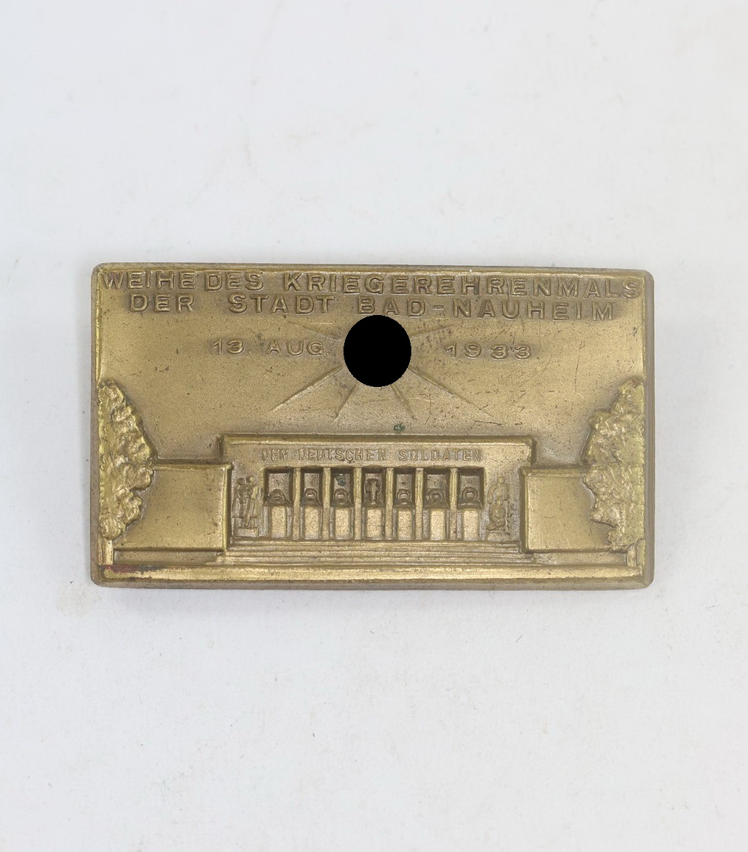 Abzeichen, Weihe des Kriegerdenkmals der Stadt Bad-Nauheim 13. Aug. 1933 (1) Abzeichen, Weihe des Kriegerdenkmals der Stadt Bad-Nauheim 13. Aug. 1933 – Bild 1